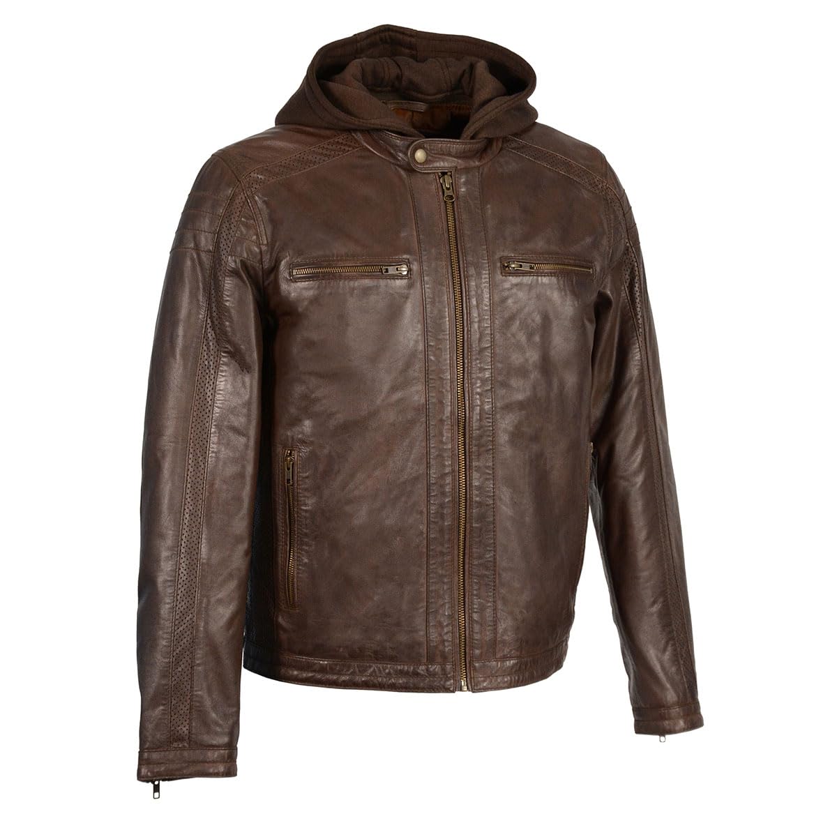 **Milwaukee Leather Men's Anthracite Fashion Casual Leather Jacket with Removable Hood - SFM1845 | Stylish & Comfortable for Everyday Wear, Motorcycle Riding & Outdoor Adventures**