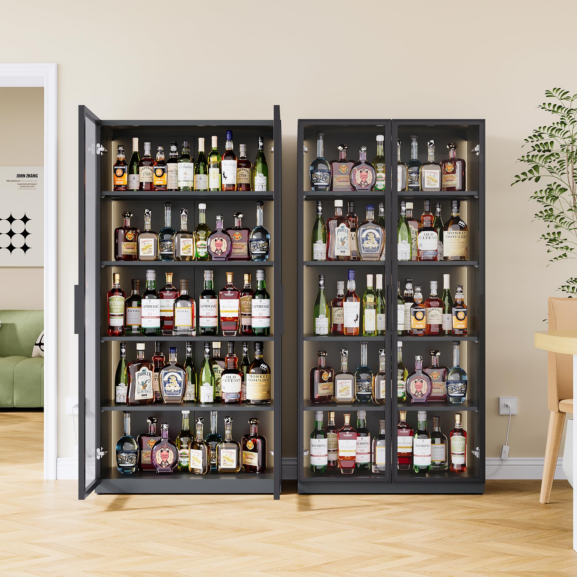 Tall Glass Display Cabinet with Lights - 63