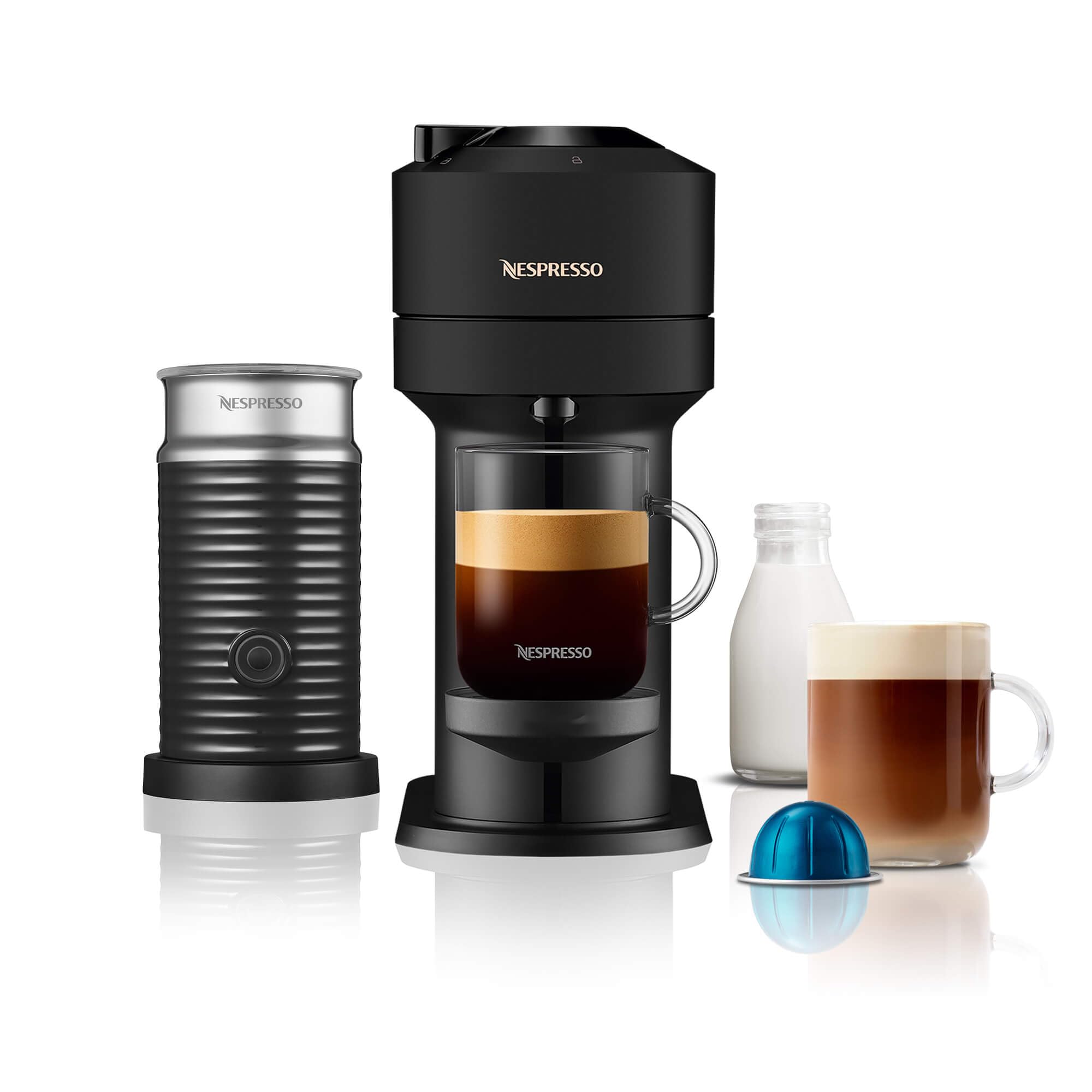 Nespresso Vertuo Next Automatic Coffee Machine with Milk Frother - Espresso, Cappuccino & Latte Maker by Magimix in Matte Black [Amazon Exclusive] - Perfect for Home, Office & Gifts