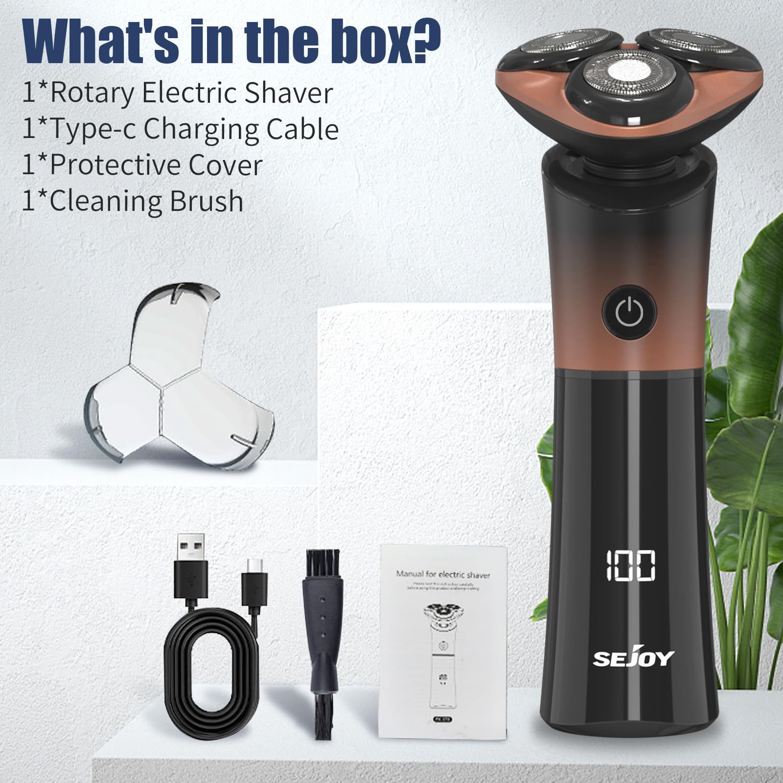 Sejoy Electric Shaver for Men - Rechargeable Cordless Razor with Magnetic Head & Quick Release Blade, Self-Sharpening Technology, IPX6 Waterproof, Long Battery Life - Perfect for Travel, Business Trips & Daily Shaving