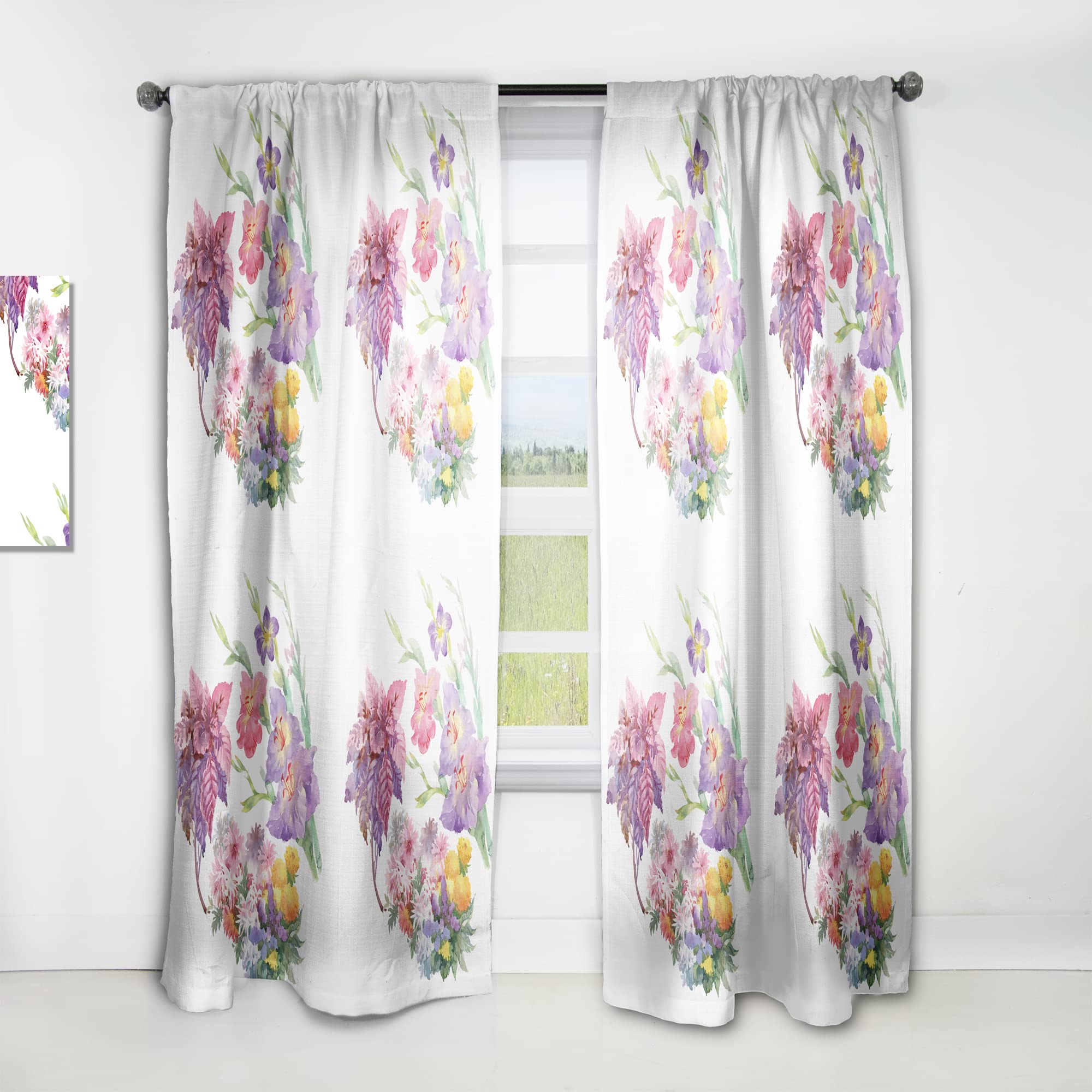 DesignQ Floral Print Thermal Insulated Curtains - Single Panel 52x63 Inches - Elegant Window Drapes for Bedroom & Living Room - Perfect for Home Decor, Light Filtering & Temperature Control