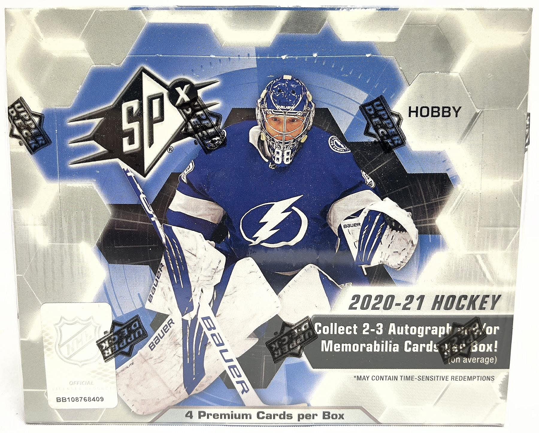 2020/21 Upper Deck SPx NHL Hockey HOBBY Box - 4 Cards per Box - Collectible Trading Cards for Hockey Fans & Sports Memorabilia Enthusiasts - Perfect for Gifts, Collections & Fantasy Sports