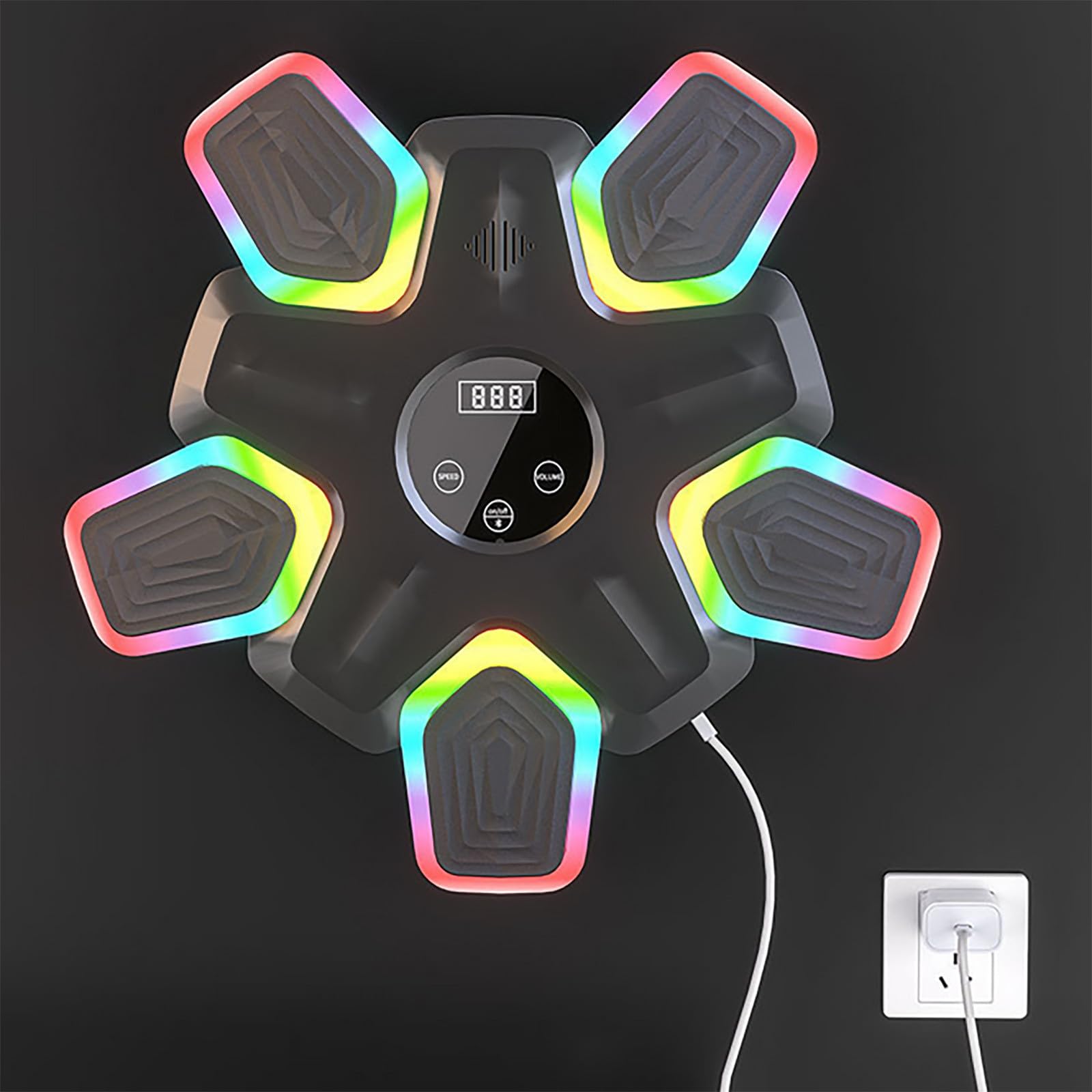 2025 Smart Bluetooth Music Boxing Machine with LED Lights & Boxing Gloves - Wall Mounted Punching Bag for Adults & Kids - Home Gym, Office, Workout Equipment - Perfect for Stress Relief, Fitness Training & Family Fun