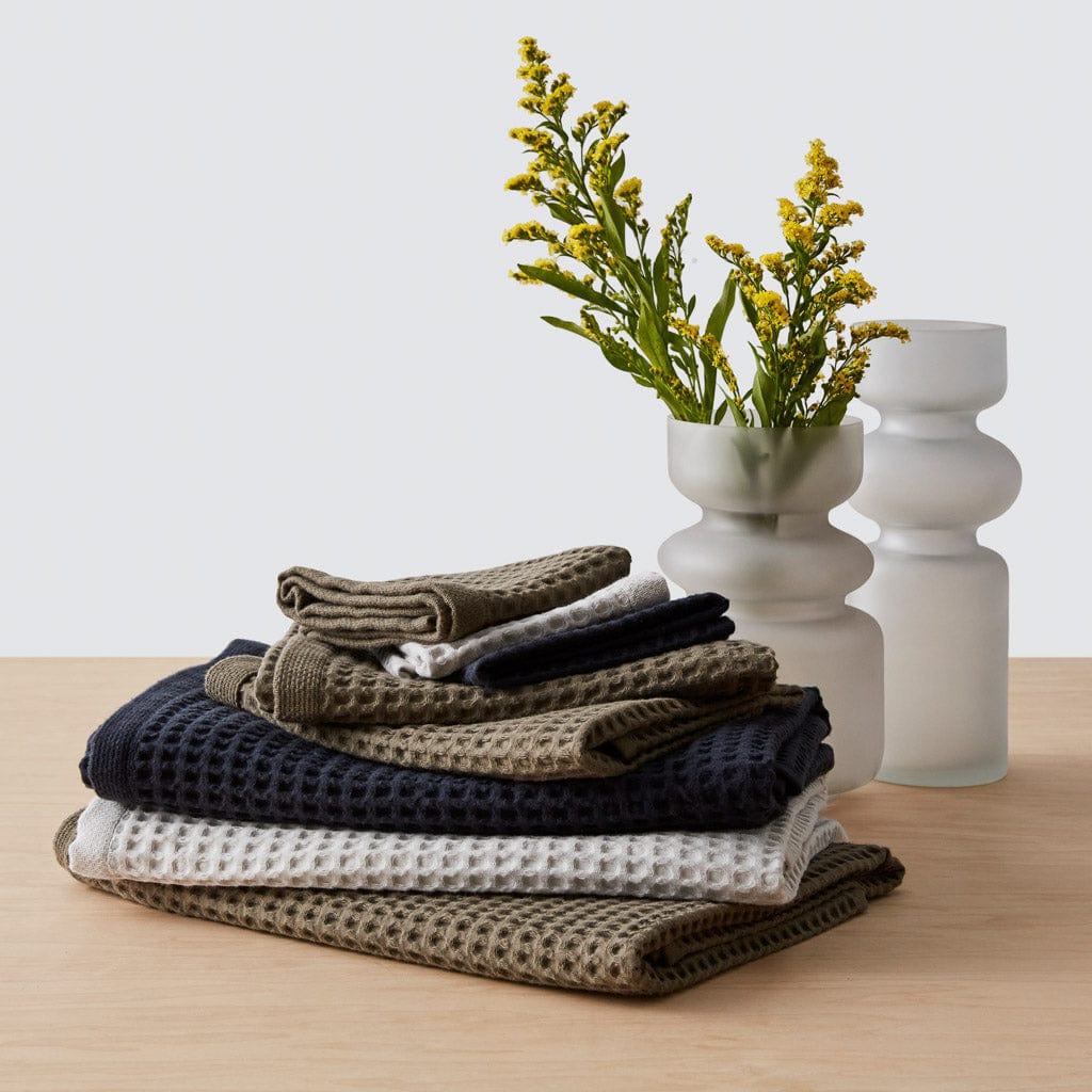 Mara Organic Waffle Towels Set - 100% Cotton Bath Towels, Soft & Absorbent - Perfect for Spa, Bathroom & Beach Use
