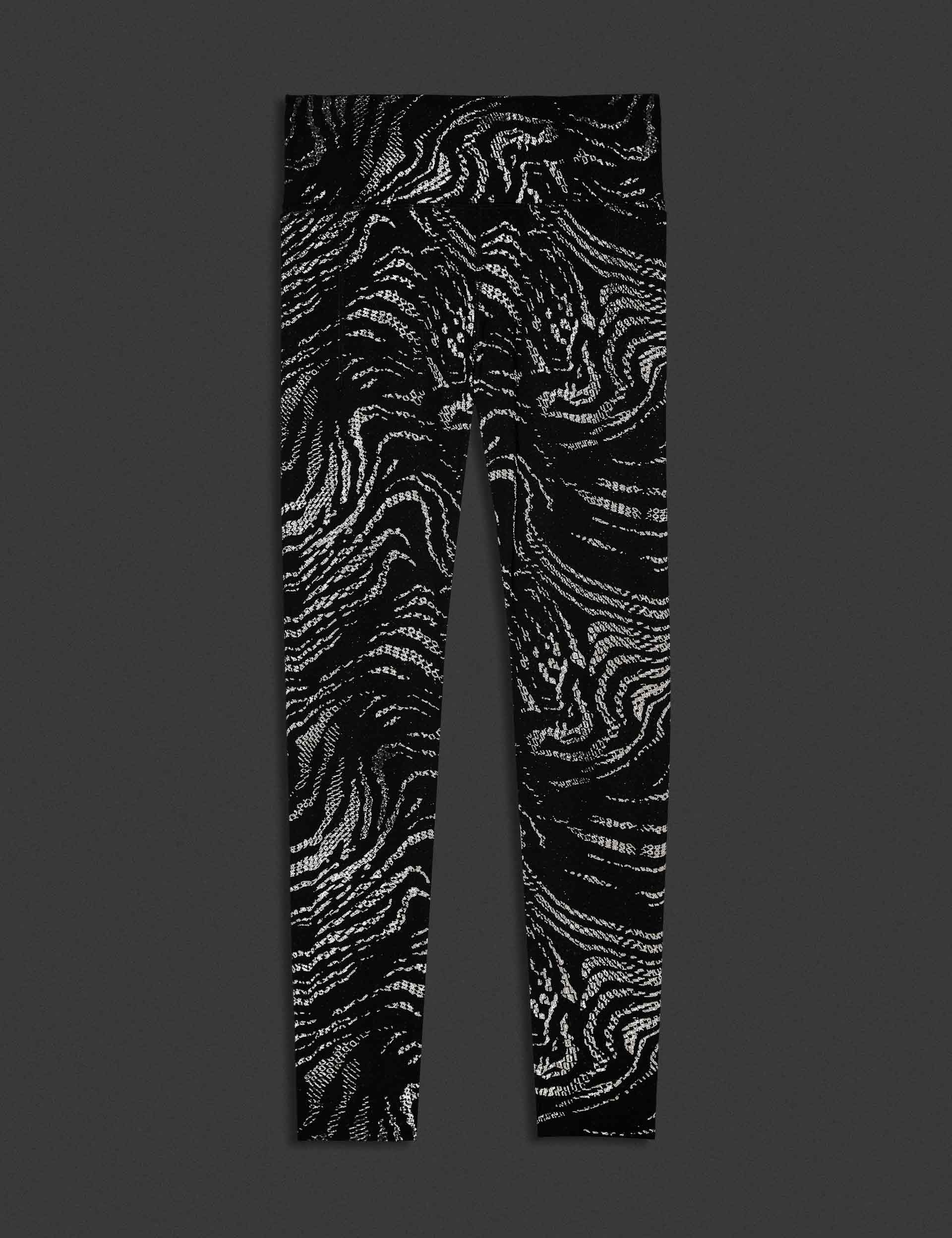 Go Move Reflective Gym Leggings for Women - High Waist Workout Tights with Silver Stripe - Black/Silver - Perfect for Running, Yoga & Nighttime Fitness