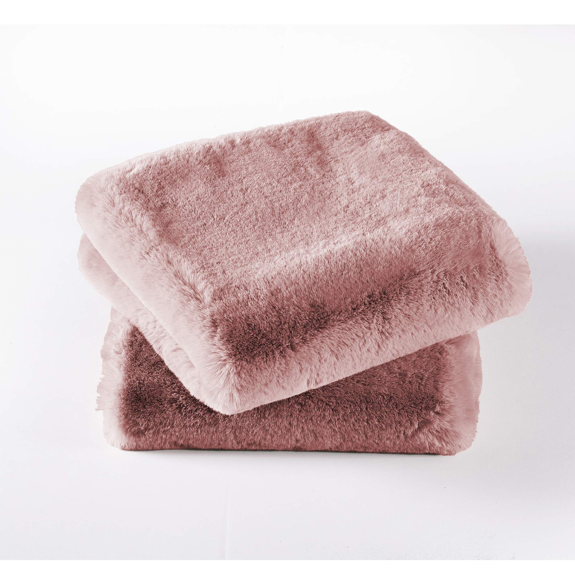 Luxury Faux Fur Throw Pillow Covers Set of 2 - 26x26 Inch Soft Decorative Square Couch Pillows for Sofa, Bed & Home Decor (Rose Smoke) - Perfect for Living Room, Bedroom & Cozy Winter Nights