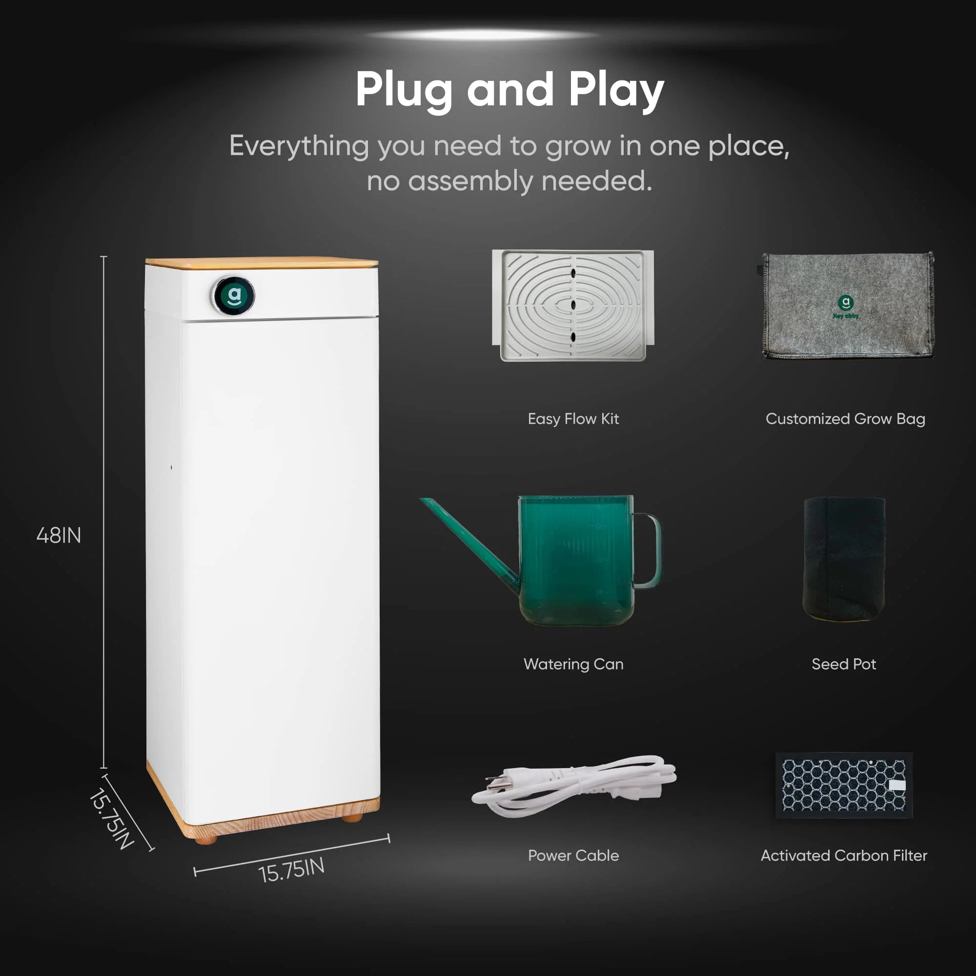 Hey abby Soil Edition Automated Grow Box System - Indoor Hydroponic Gardening Kit with 3-Month Subscription - Perfect for Home, Office & Small Space Herb Planting