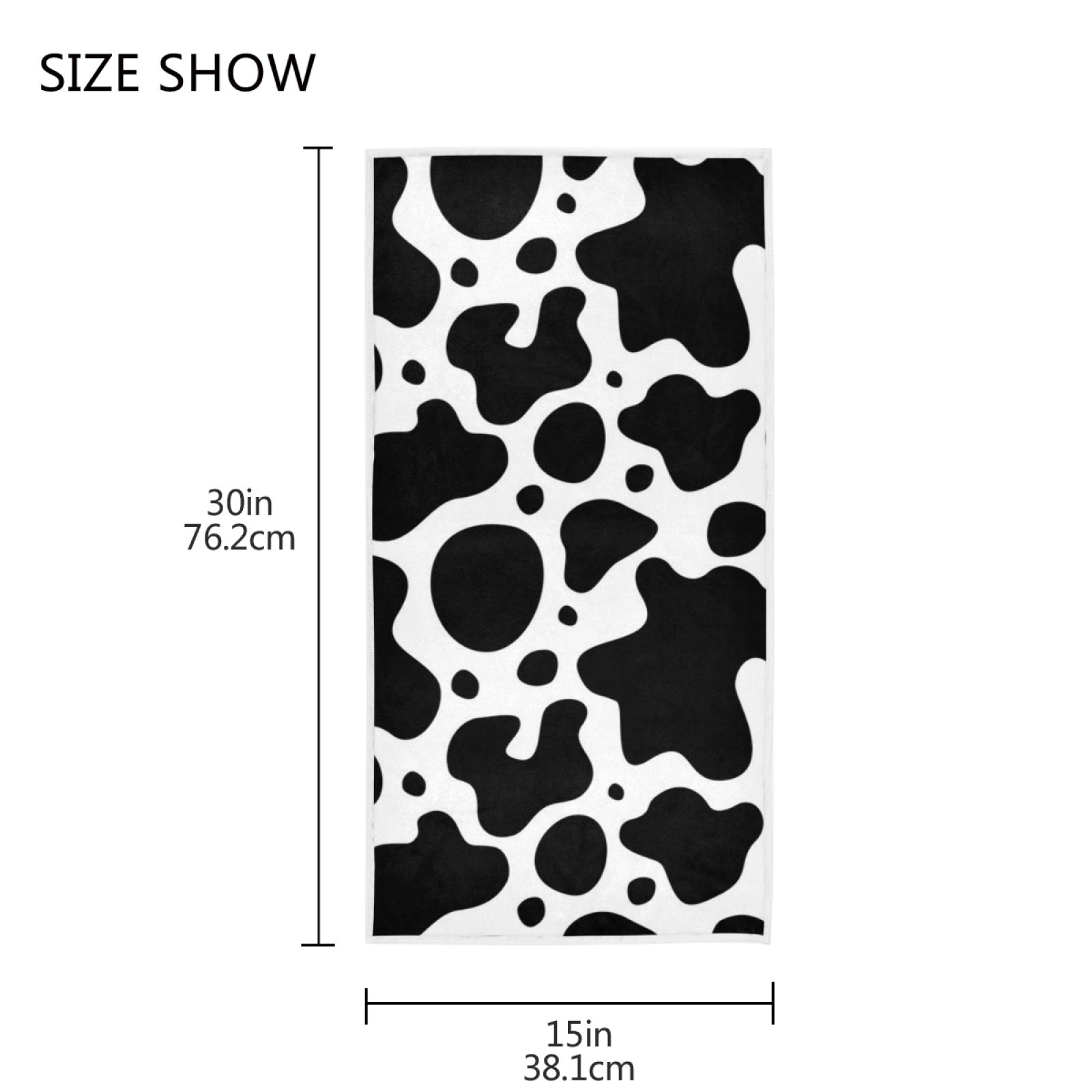 Soft Cow Print Hand Towel - Eco-Friendly Bath Towel for Home, Bathroom, Pool & Gym (30x15 Inches) - Perfect for Kitchen, Spa, Travel & Beach Use