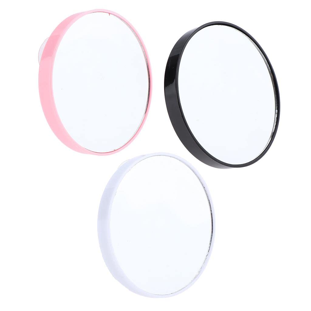 GAH 2X Travel Wall Suction Mirror - 10X Magnifying Makeup Cosmetic Mirror for Bathroom & Bedroom - Black - Perfect for Travel, Home, Salon & Hotel Use