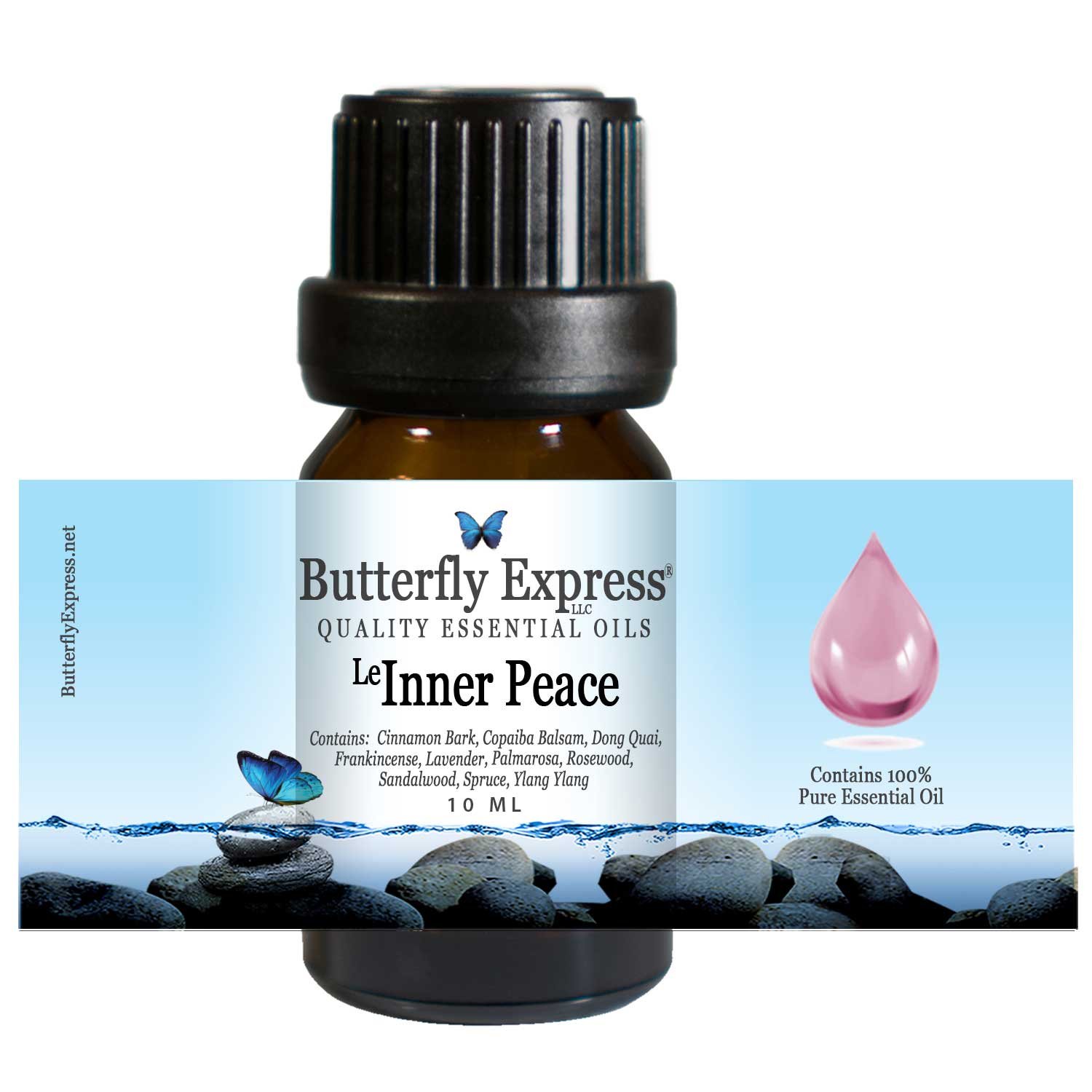 Butterfly Express Le Inner Peace Essential Oil Blend 10ml - 100% Pure Aromatherapy Oil for Stress Relief, Relaxation & Meditation | Perfect for Diffusers, Massage & Home Spa