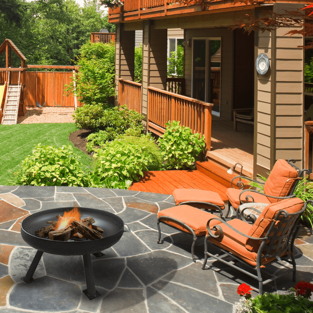 Modern Blaze Round Steel Fire Pit - Outdoor Backyard Fire Pit for Camping, Patio, and Garden Gatherings - Durable & Rust-Resistant
