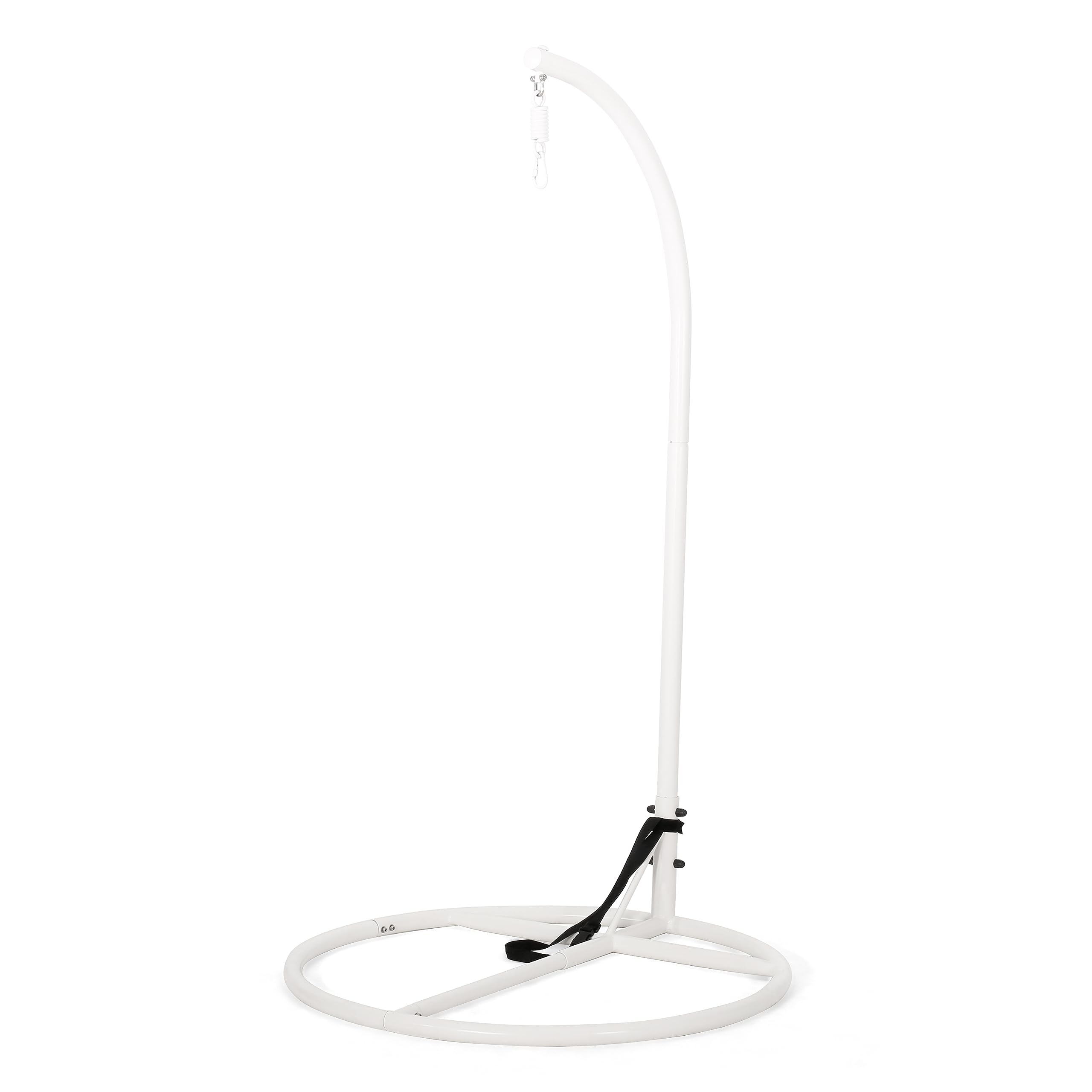Christopher Knight Home Amanda Wicker Hanging Chair with Stand - White & Green Rattan Swing Chair for Indoor/Outdoor Use - Perfect for Patio, Garden, or Nursery Relaxation