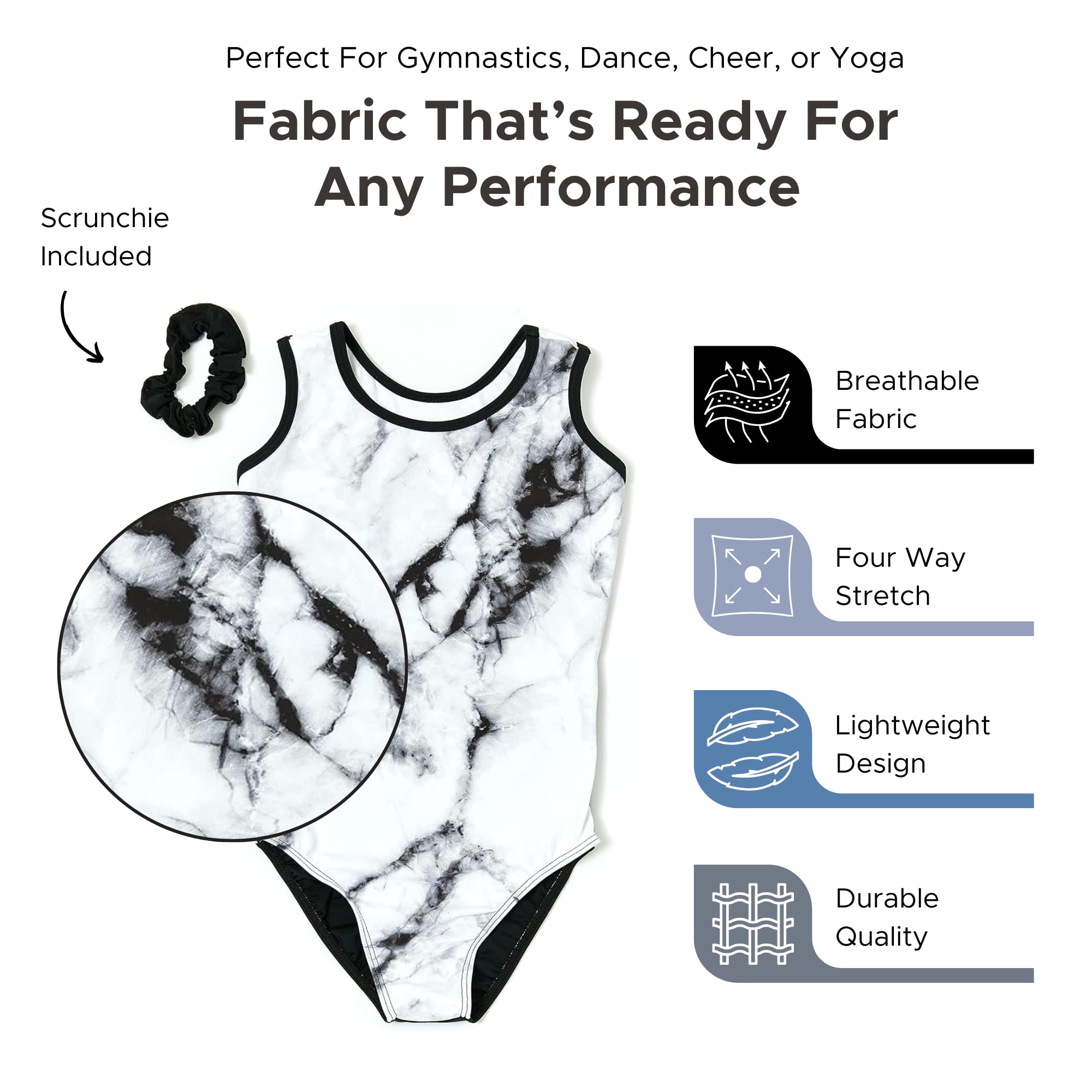 Destira Girls Gymnastics Leotards - Super Soft Dance Leotard with Matching Scrunchie for Gymnastics, Cheerleading, Ballet & Yoga Practice | Perfect for Competitions, Recitals & Training