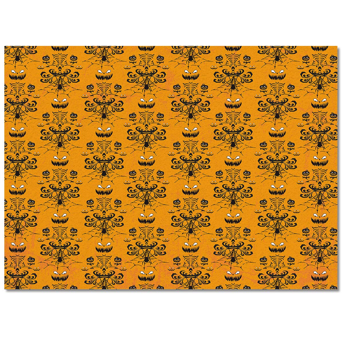 5' x 7' Haunted Mansion Grinning Ghosts Halloween Area Rug - Non-Slip Pumpkin Orange Rectangle Carpet for Living Room, Bedroom, Dorm | Spooky Home Decor for Parties & Seasonal Floor Covering