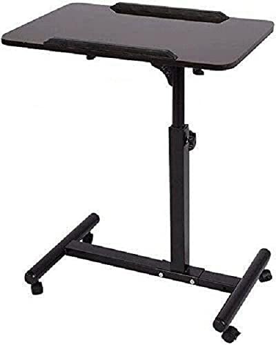 Adjustable Overbed Table with Wheels - Mobile Laptop Desk for Hospital, Home & Office - Height Adjustable Standing Desk for Work, Gaming & Study - Black Rolling Cart (Perfect for Bedside, Living Room & Small Spaces)