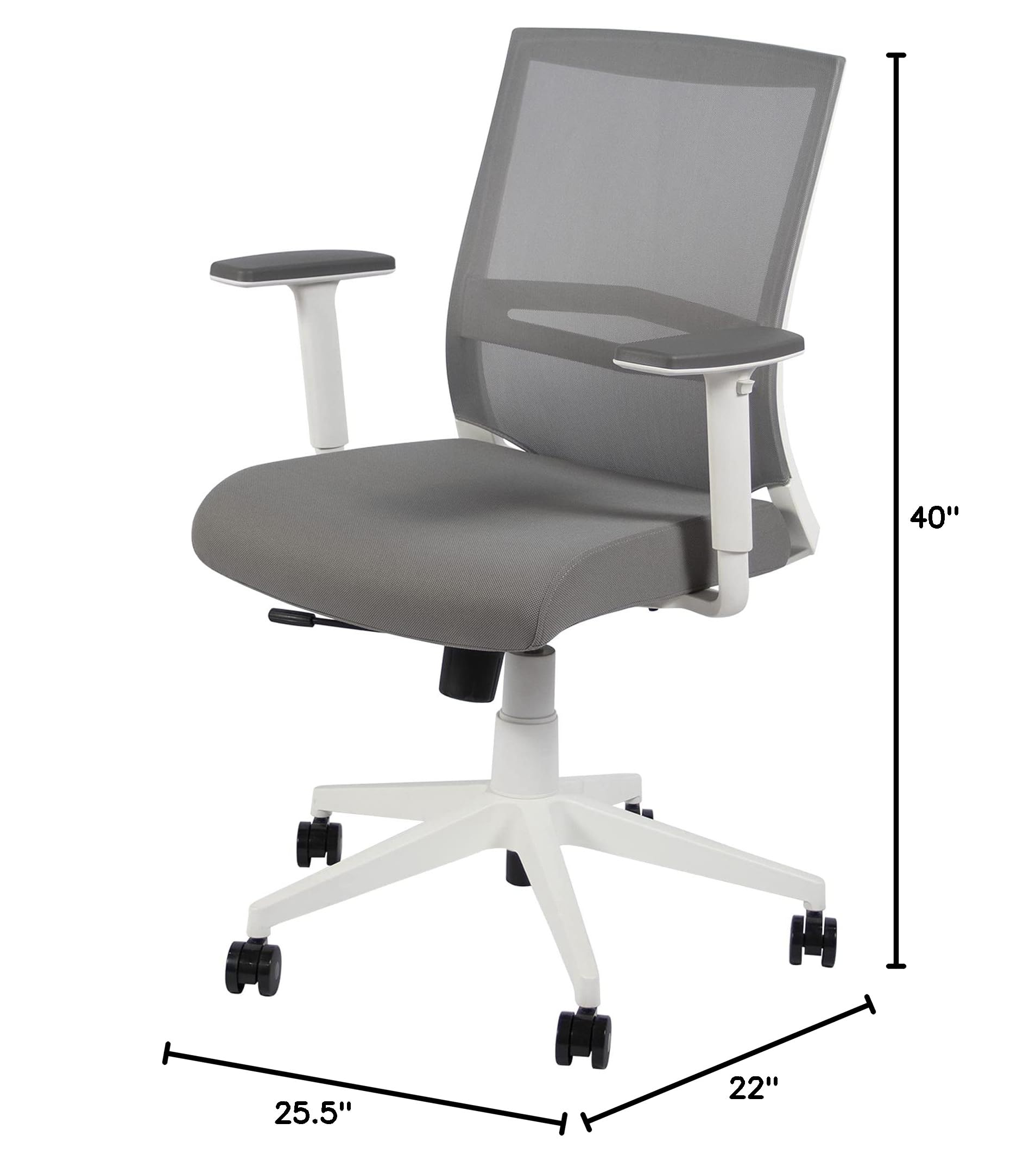 Compel Derby Mid Back Adjustable Ergonomic Mesh Office Chair with Seat Slider - Breathable Computer Task Chair for Home & Office Workspace - White