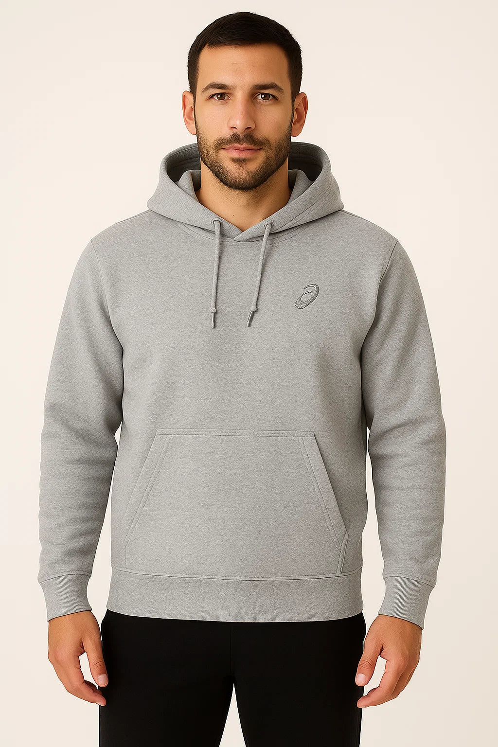 ASICS Men's Fleece Grey Hoodie - Soft & Warm Pullover for Running, Gym & Casual Wear