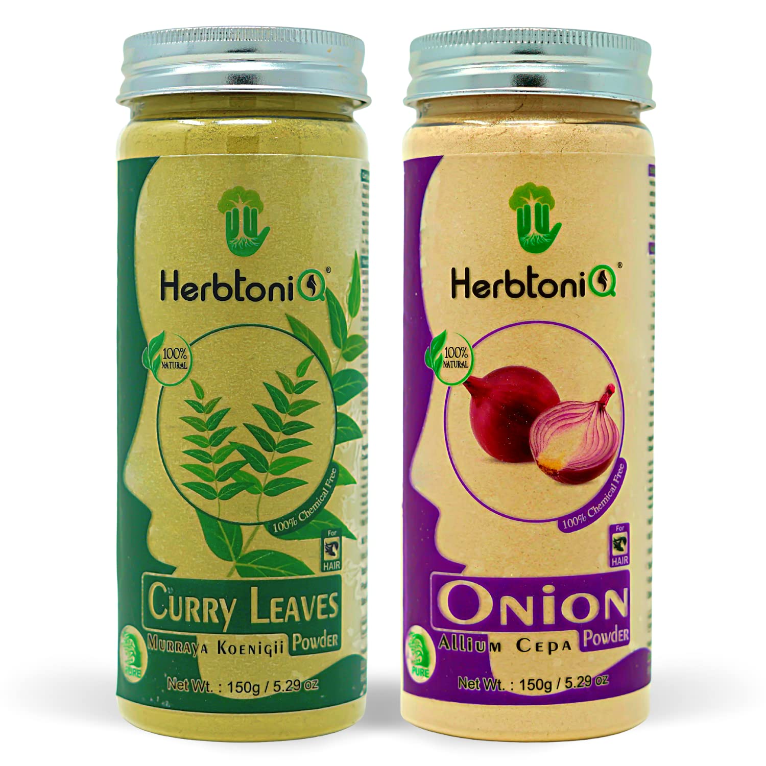 HerbtoniQ 100% Natural Curry Leaves & Onion Powder for Dandruff & Hair Fall Control - 300g | Ayurvedic Hair Care Treatment for Stronger, Healthier Hair | Perfect for Daily Scalp Massage & Hair Growth Routine