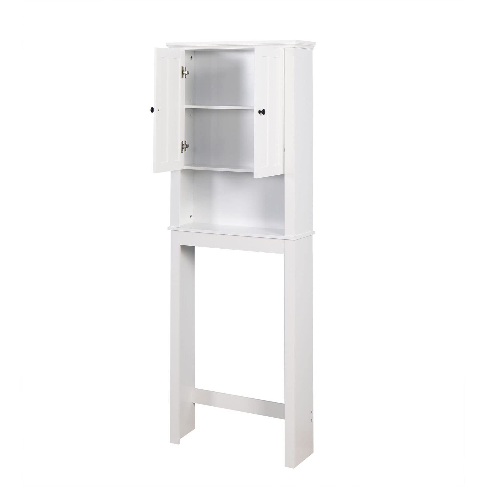 BiYeer Over The Toilet Bathroom Storage Cabinet with Adjustable Shelves - White Space Saving Bathroom Organizer for Toiletries, Towels & Essentials | Perfect for Small Bathrooms & Apartment Living
