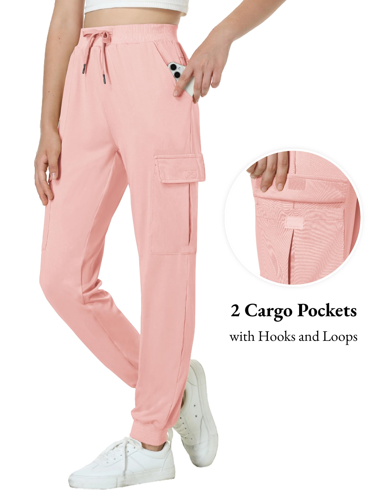 EXARUS Girls Cargo Jogger Pants - Slim Fit with Zip Pockets, Quick-Dry Lightweight Fabric, Adjustable Drawstring Waist (Ages 8-14 Years) - Perfect for School, Sports & Outdoor Activities