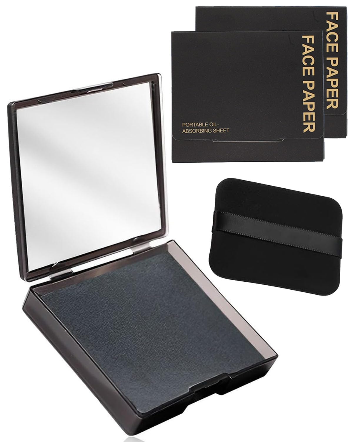 300PCS Oil Absorbing Sheets for Face - Natural Blotting Paper for Oily Skin, with Built-In Mirror & Powder Puff - Perfect for On-the-Go Shine Control at Work, Gym or Travel (Men & Women)