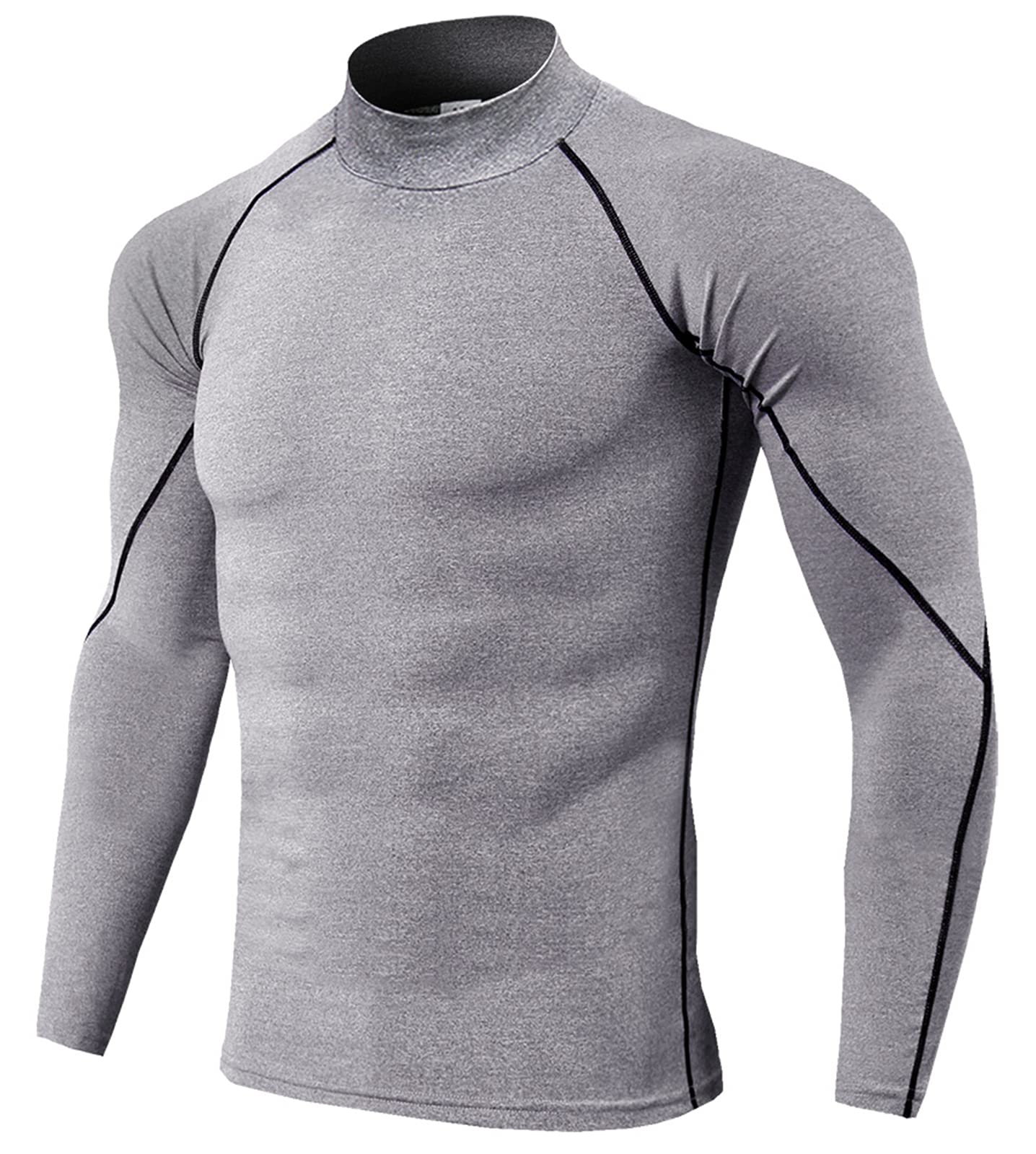 Mioubeila Men's Long Sleeve Compression Shirt - Moisture Wicking Workout Top for Gym, Running & Sports Performance