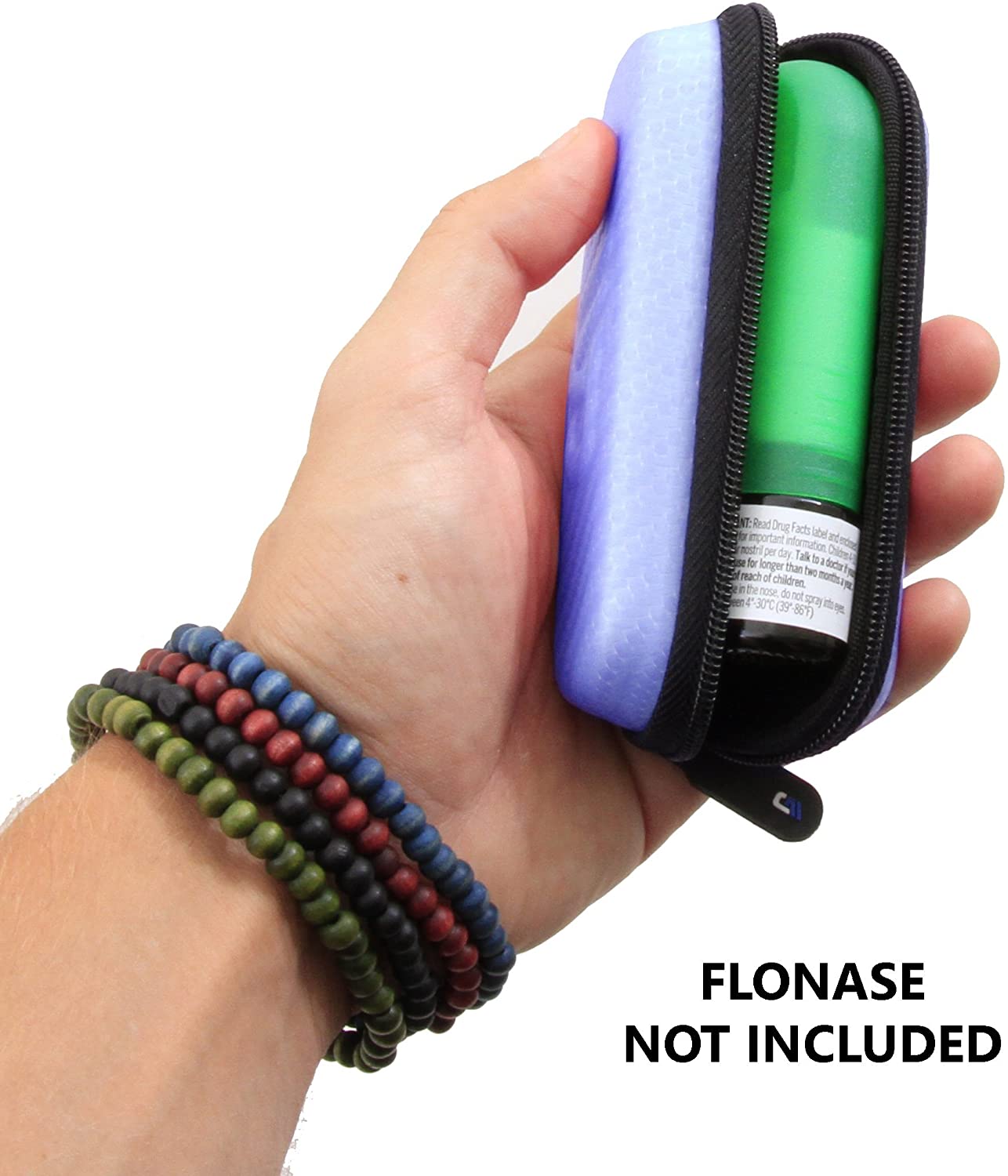 Flonase Nasal Spray Travel Case - Protective Holder with Wrist Strap & Carabiner Clip for Allergy Relief On-The-Go | Perfect for Hiking, Gym & Airplane Travel