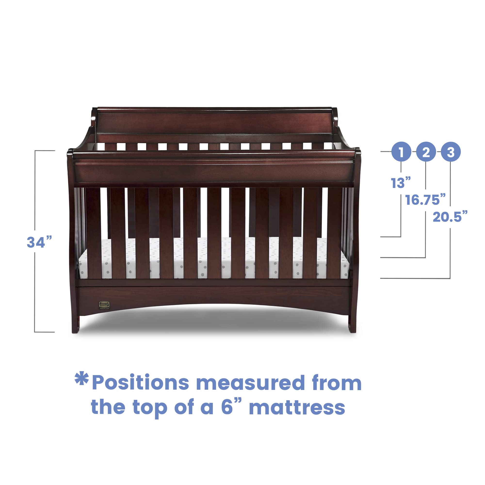Delta Children Bentley S Series 4-in-1 Convertible Crib in Black Cherry Espresso with Serta Perfect Slumber Dual-Sided Recycled Fiber Core Crib & Toddler Mattress Set - Nursery Essentials for Newborns to Big Kids