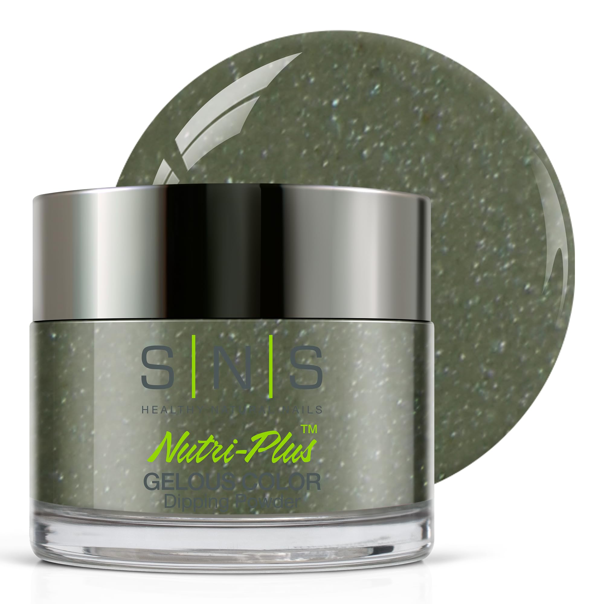 SNS Nail Dip Powder - Gelous Color Dipping Powder in Mashed Peas (Green Shimmer) - Long-Lasting 14-Day Dip Nail Polish - Low Odor, No UV Lamp Needed - 1 oz - Perfect for Salon-Quality Manicures at Home & Professional Nail Art