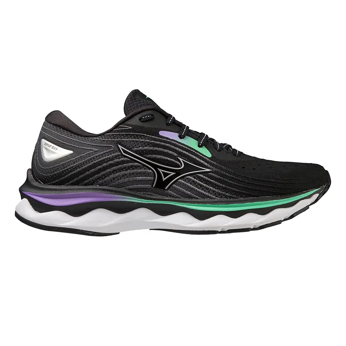 Mizuno Wave Sky 6 Women's Running Shoes - Black/Silver/Spring Bud Color | Lightweight Cushioned Sneakers for Jogging, Gym Workouts & Daily Walking
