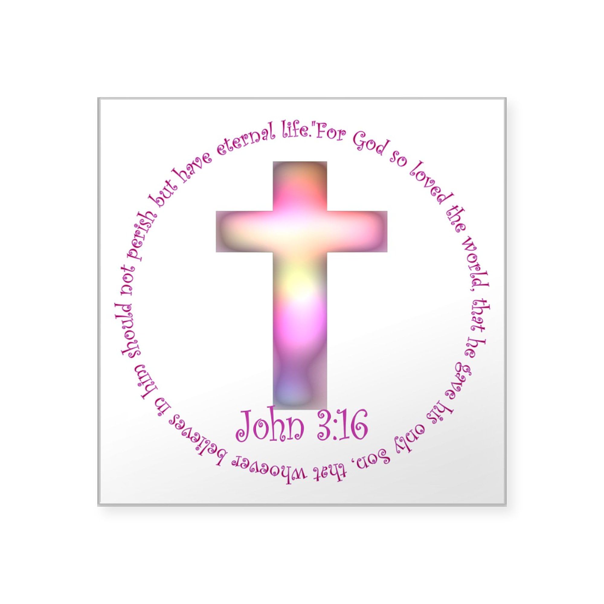 John 3:16 Square Bumper Sticker - 3x3 Inch Waterproof Car Decal for Windows, Laptops & Notebooks - Religious Bible Verse Christian Car Accessories