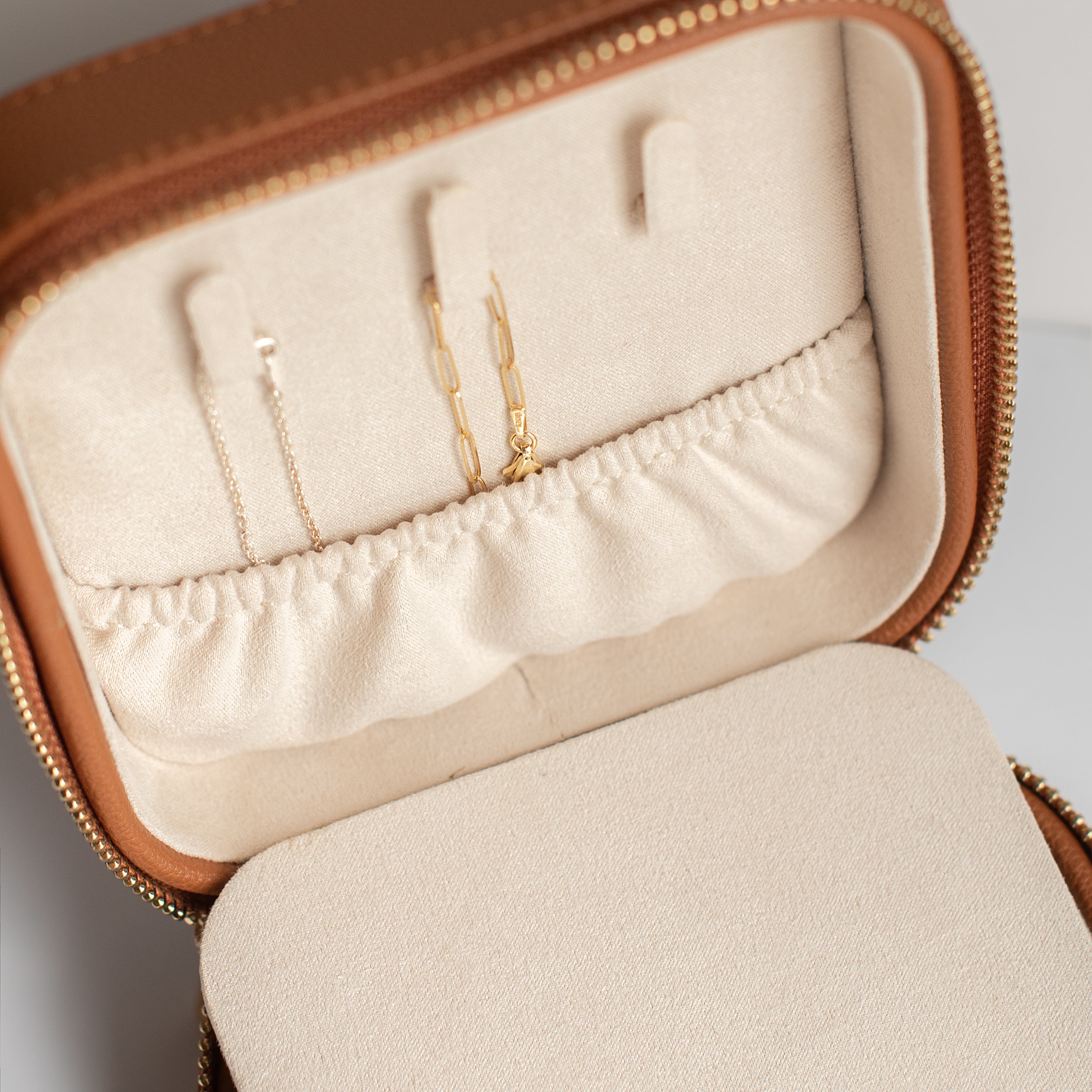 Square Leatherette Travel Jewelry Organizer Case with Mirror - Perfect for Necklaces, Rings & Earrings on Vacation, Business Trips & Weekend Getaways