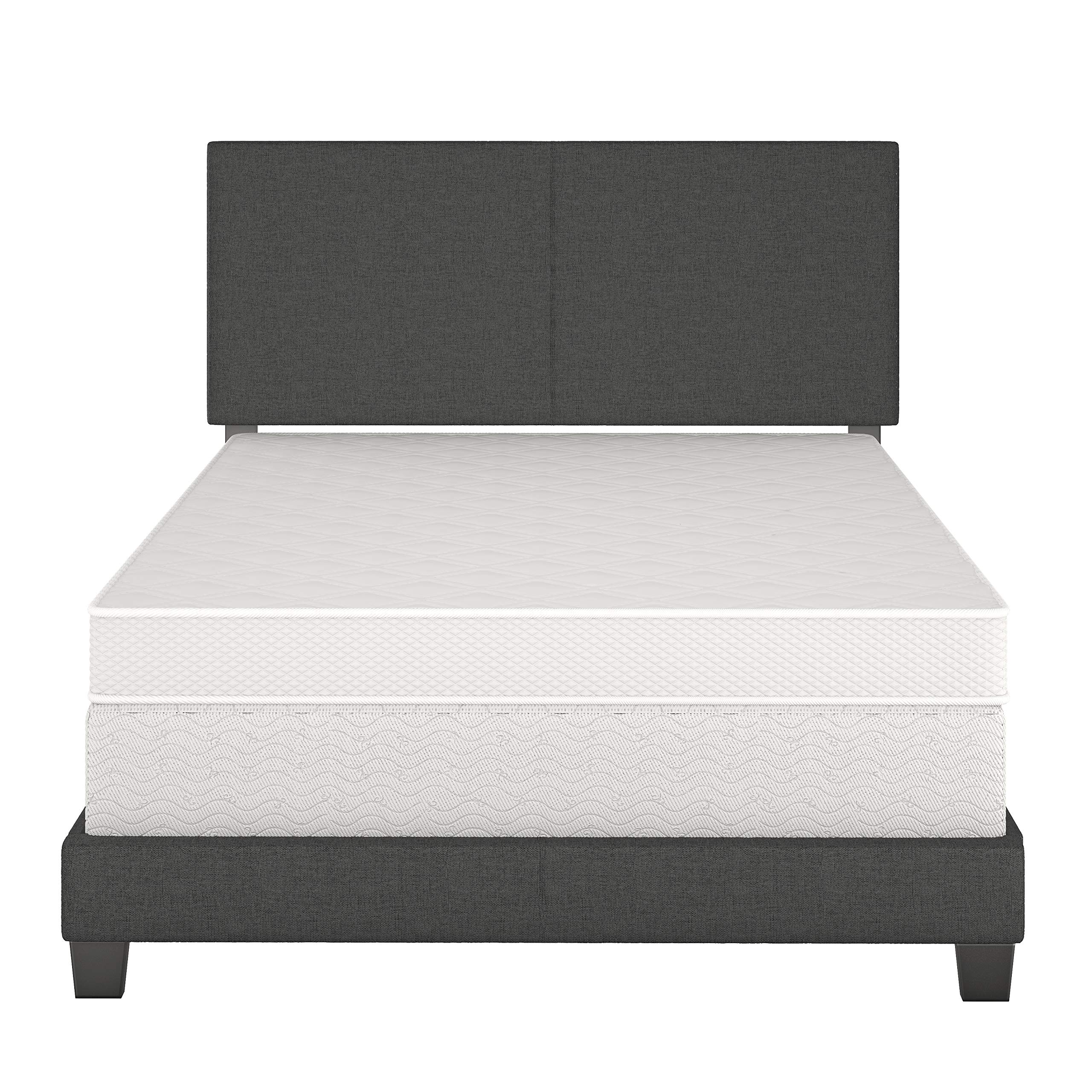 Boyd Sleep Milan Linen Fabric Upholstered Platform Bed Frame with Adjustable Headboard - Silent Wood Slat Support, No Box Spring Needed, Easy Assembly - Full Size Black Bed for Master Bedroom or Guest Room