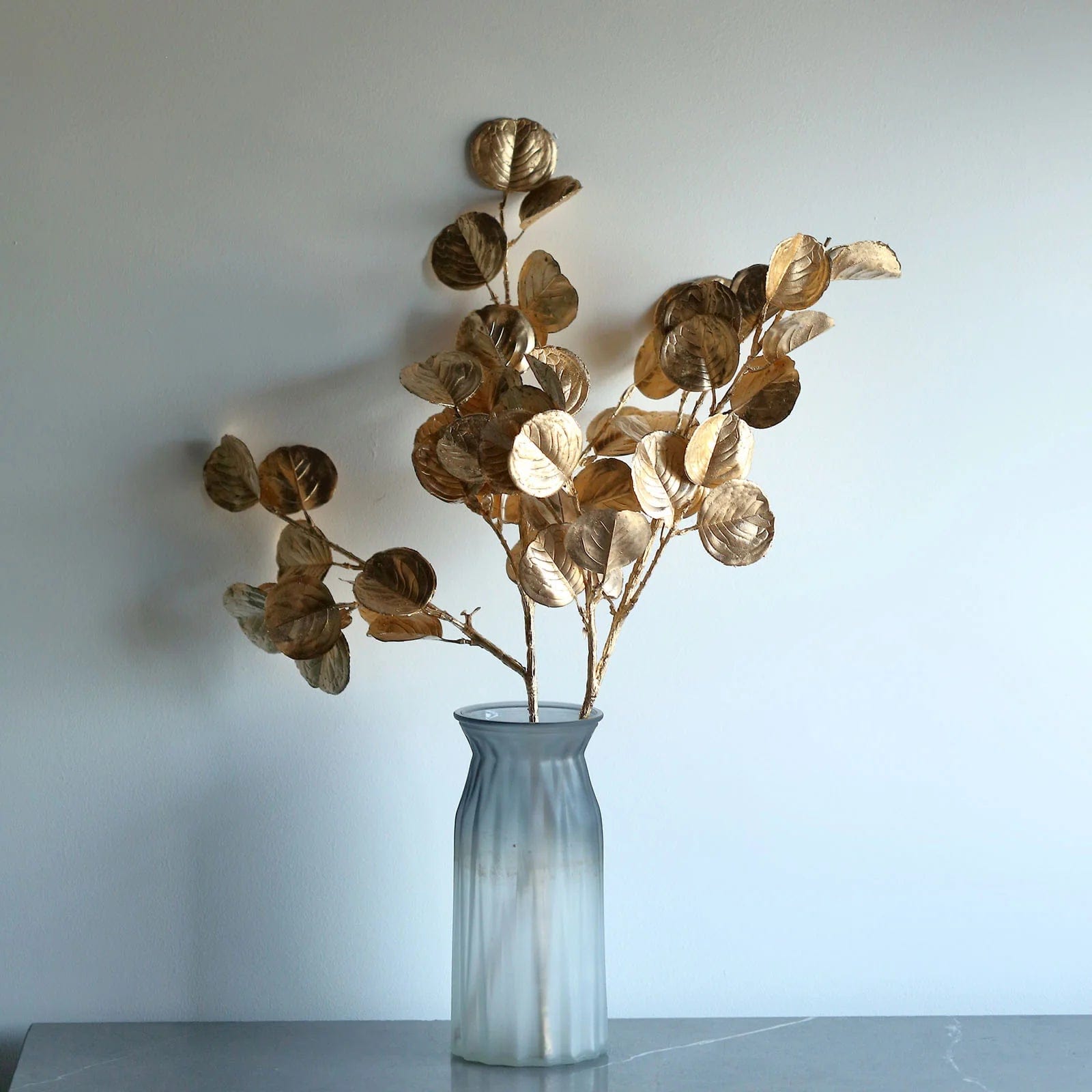 2 Pack Gold Metallic Artificial Eucalyptus Leaf Stems - 27
