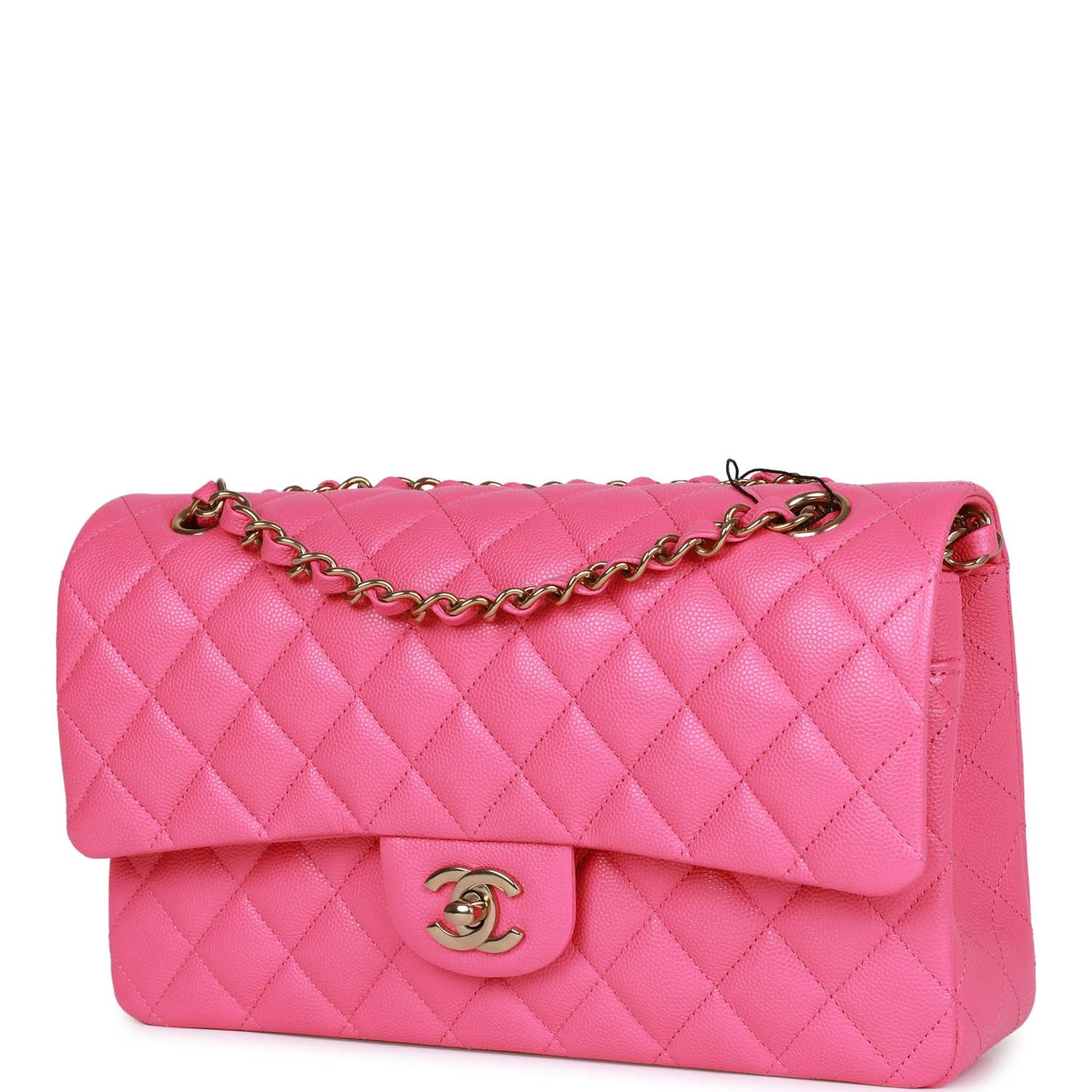 Chanel Medium Classic Double Flap Bag in Hot Pink Caviar Leather with Gold Hardware - Perfect for Luxury Fashion, Evening Events & Designer Handbag Collection