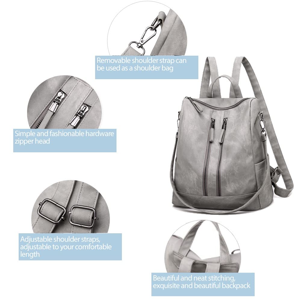 Stylish Women's Leather Backpack Purse - Small Waterproof Anti-Theft Shoulder Bag Handbag for Daily Commute, Travel & Shopping