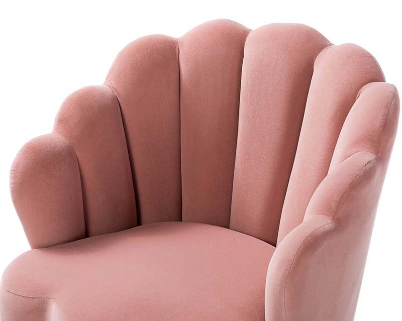Ariel Scalloped Velvet Armchair - Luxurious Velvet Upholstered Accent Chair for Living Room, Bedroom & Office - Elegant Home Decor Furniture for Comfortable Seating