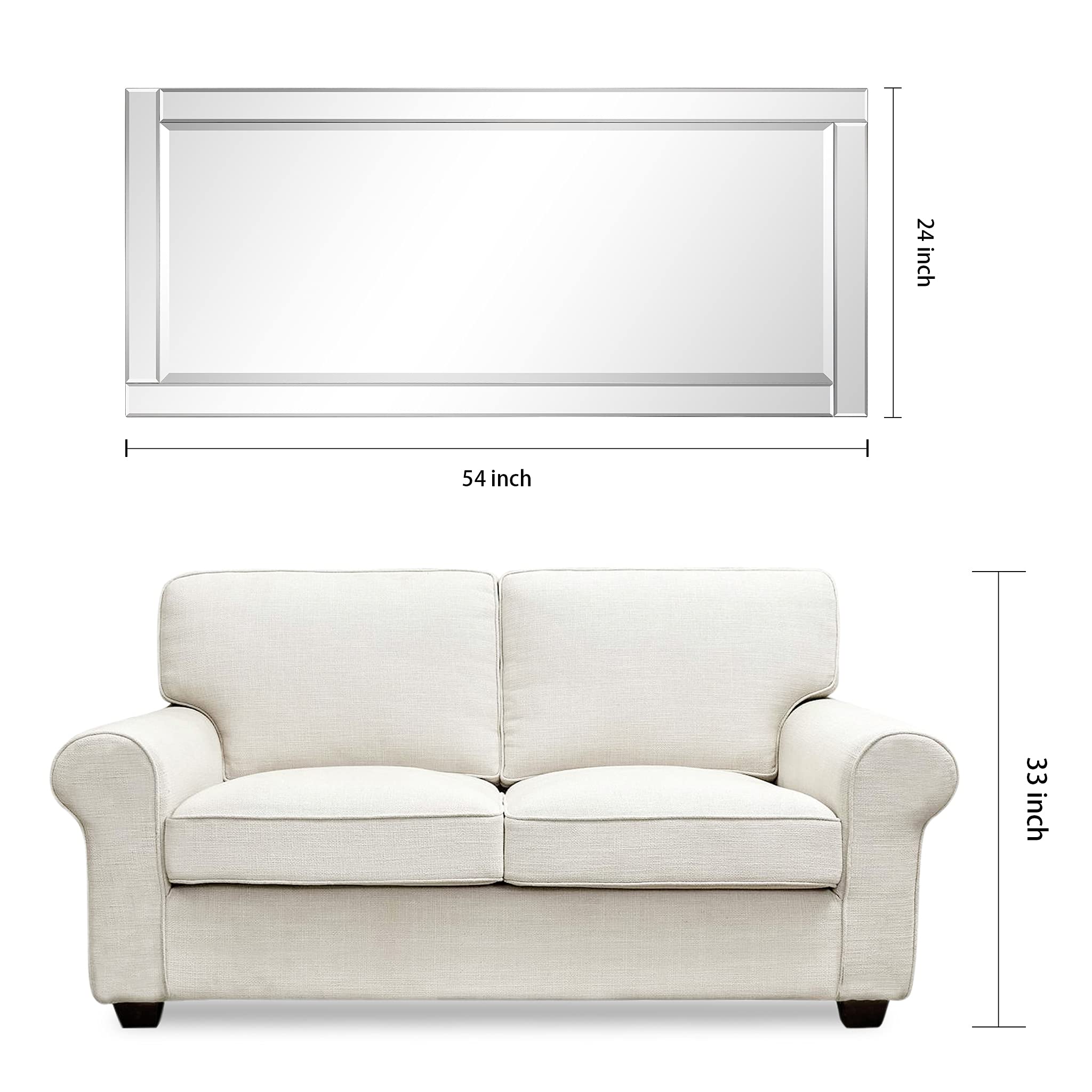 Empire Art Direct Modern Rectangle Wall Mirror with Solid Wood Frame - 1