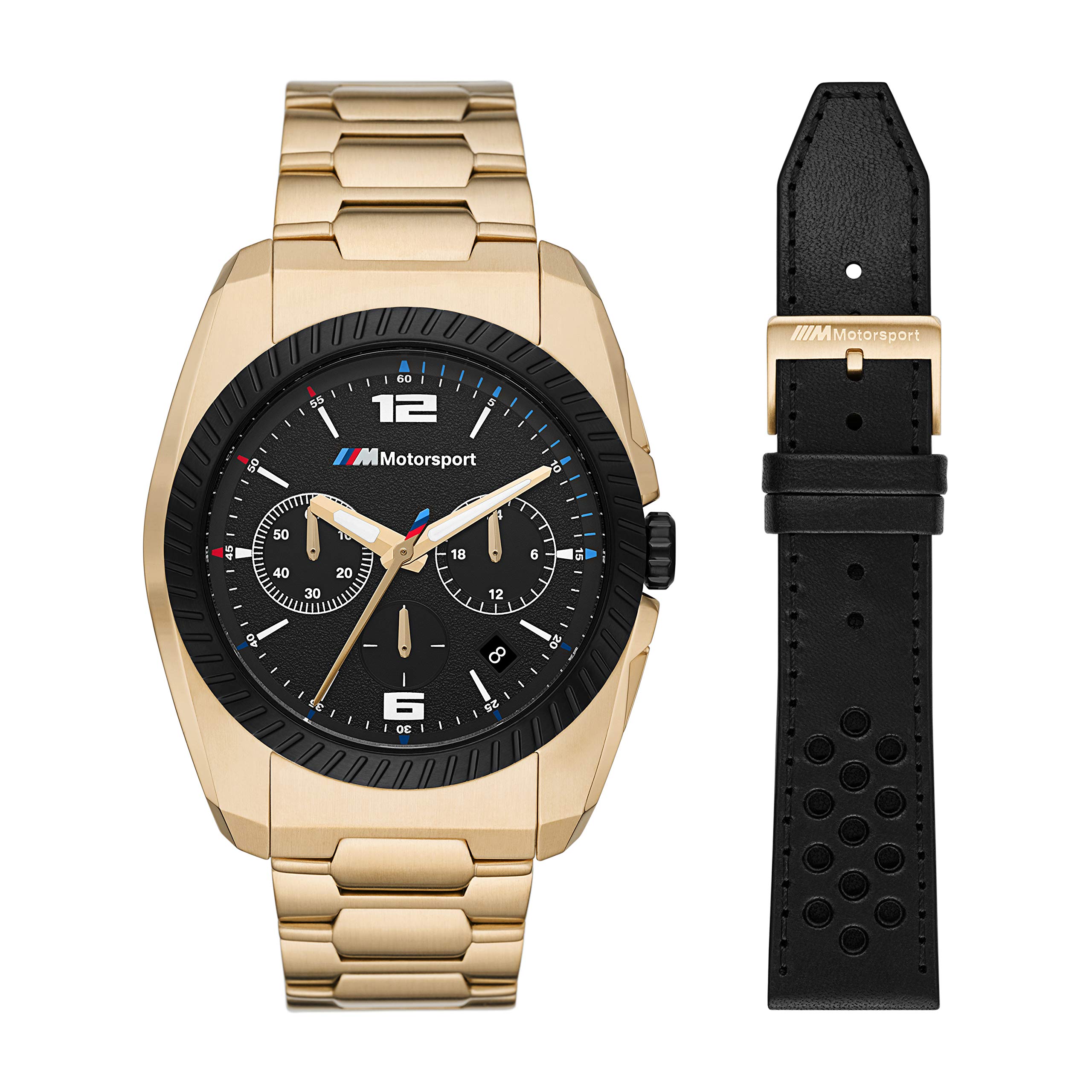 BMW M Motorsport Men's Stainless Steel Quartz Watch - Waterproof Chronograph with Interchangeable Steel/Silicone/Nylon Straps - Perfect for Racing, Sports & Casual Wear