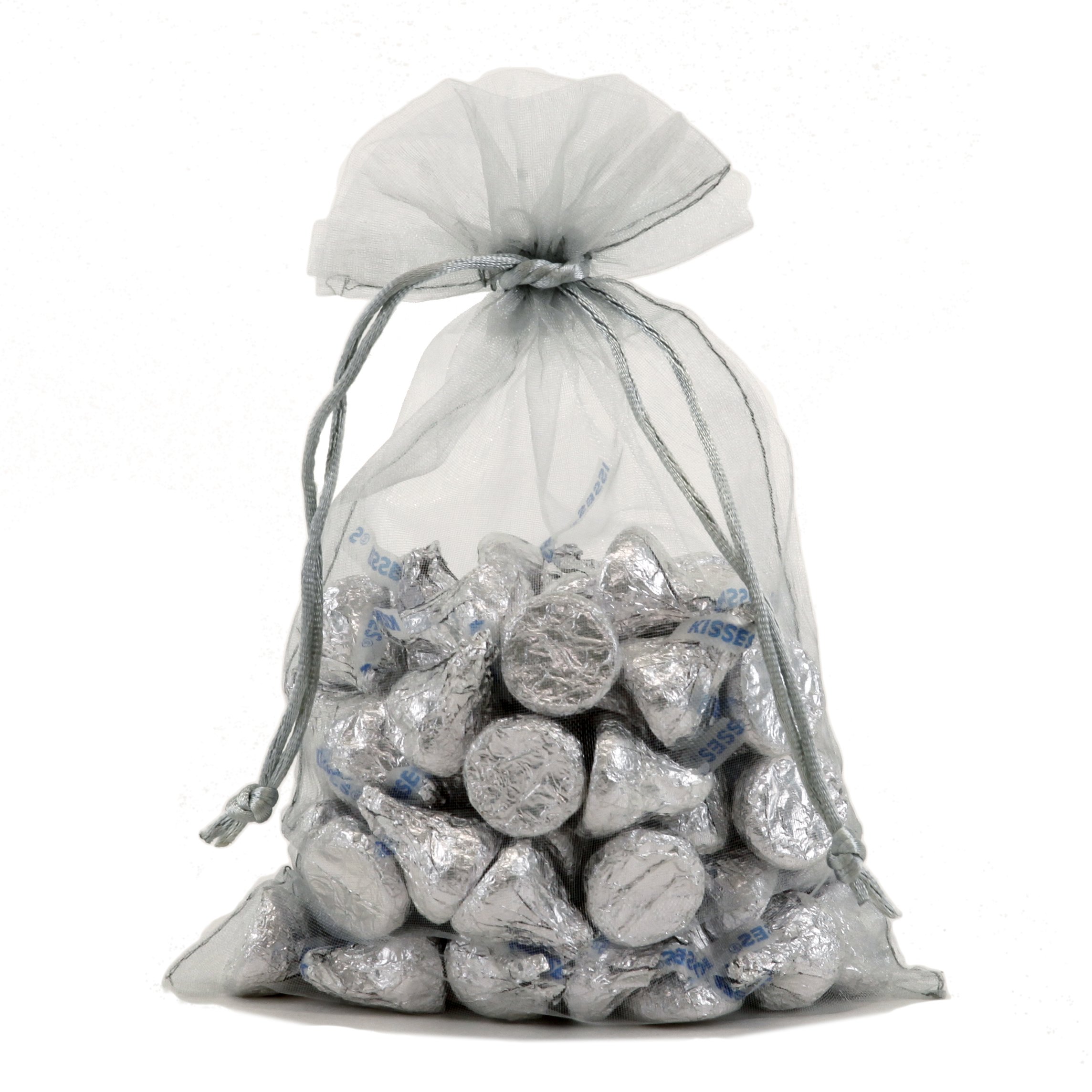 30 Silver Designer Organza Fabric Gift Bags 6.75