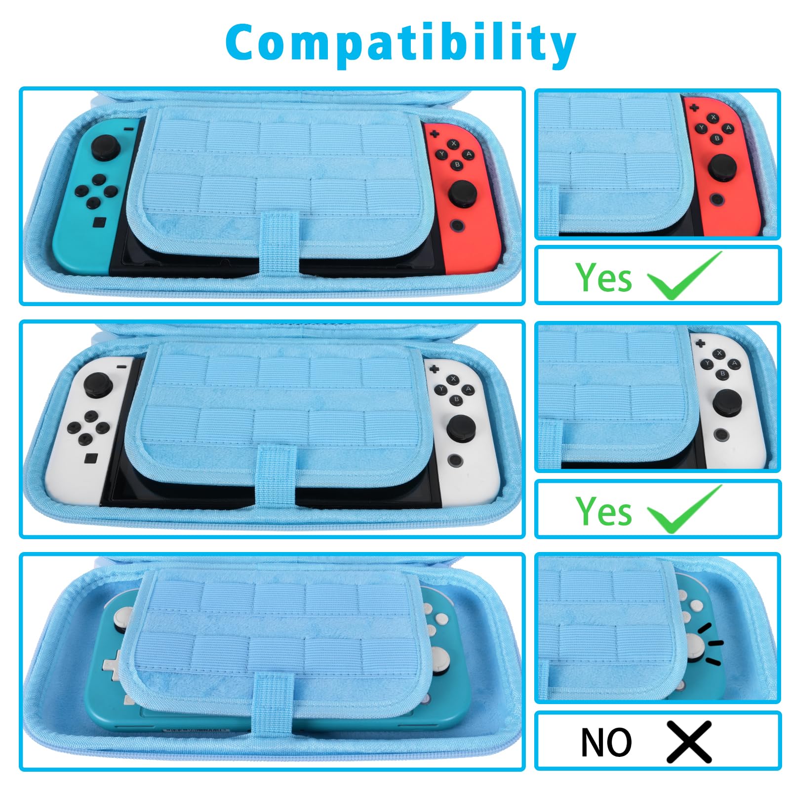 Premium Nintendo Switch & OLED Carrying Case - Portable Travel Bag with 10 Game Card Slots & Storage Pouch for Console, Joy-Cons & Accessories (Blue) - Perfect for Travel, Commuting & Gaming On-The-Go
