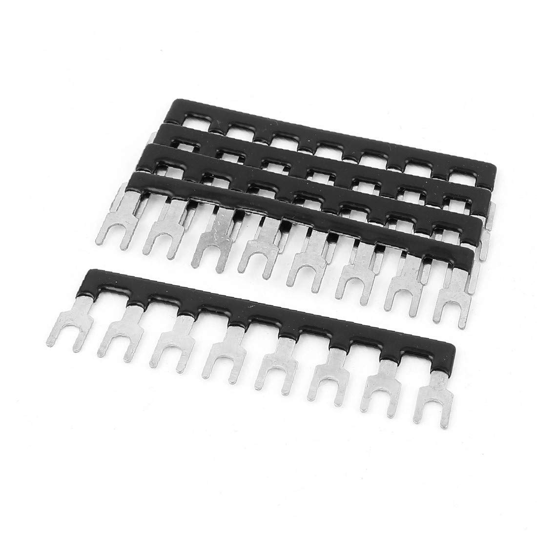 X-DREE 5-Piece Fork Type 8-Position Terminal Strip Jumper Block - 400V 10A Black Electrical Connector for DIY Electronics, Home Wiring & Industrial Applications