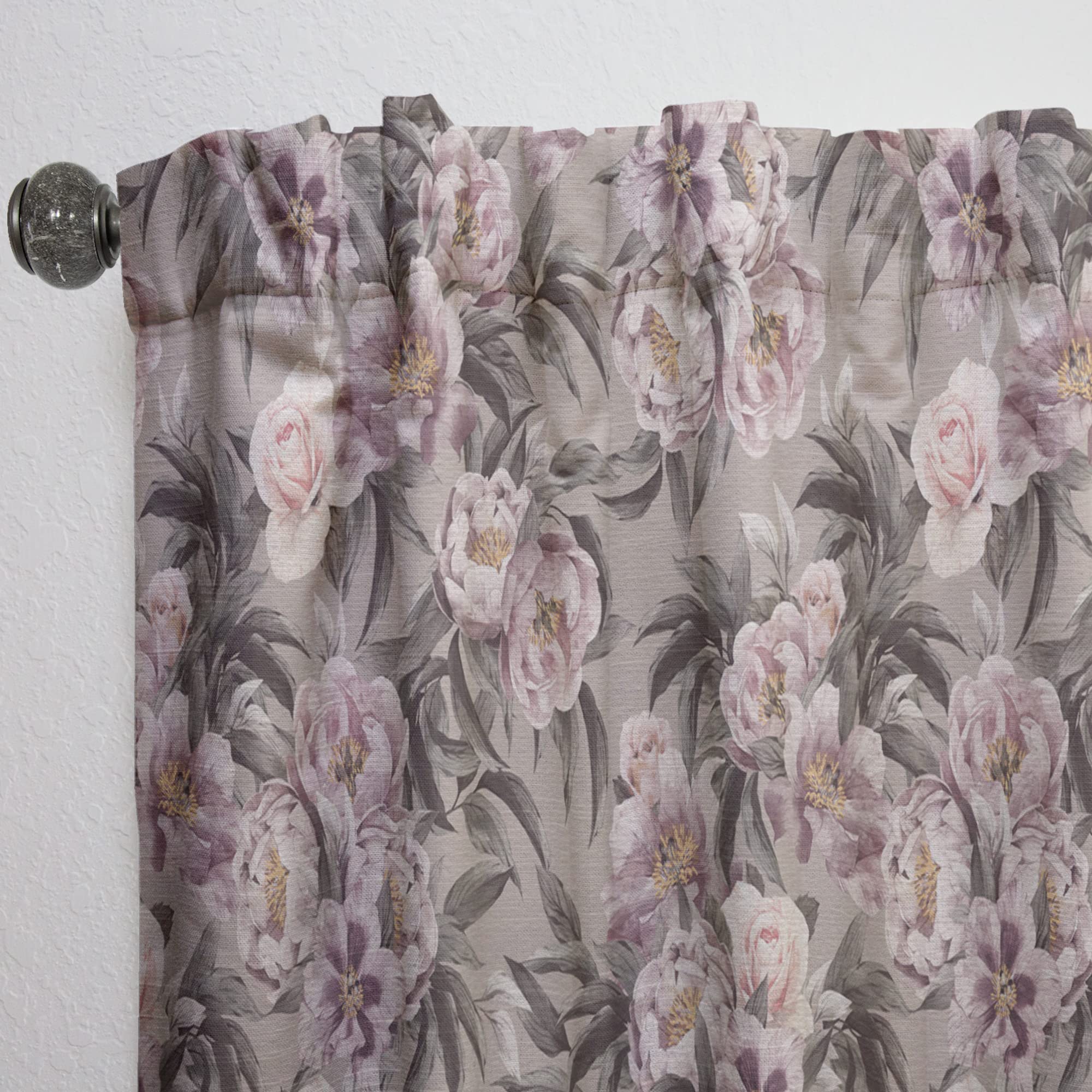 DesignQ Pink Pansies & Peonies Thermal Insulated Curtains - 52x120 Inch Single Panel Window Drapes for Bedroom & Living Room - Energy Saving, Blackout, Home Decor