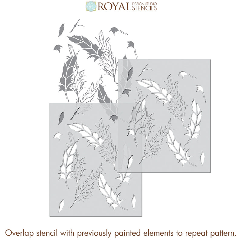 Premium In-Flight Feather Raven & Lily Stencil Set for DIY Crafts, Wall Art, and Home Decor | Perfect for Scrapbooking, Canvas Painting, and Mixed Media Projects