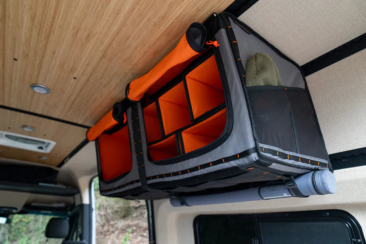 Adventure Wagon Mule Bag 2.0 Overhead Van Storage Organizer - Fits 2007+ Mercedes Sprinter & 2015+ Ford Transit Vans - Perfect for Road Trips & Camping Gear Organization