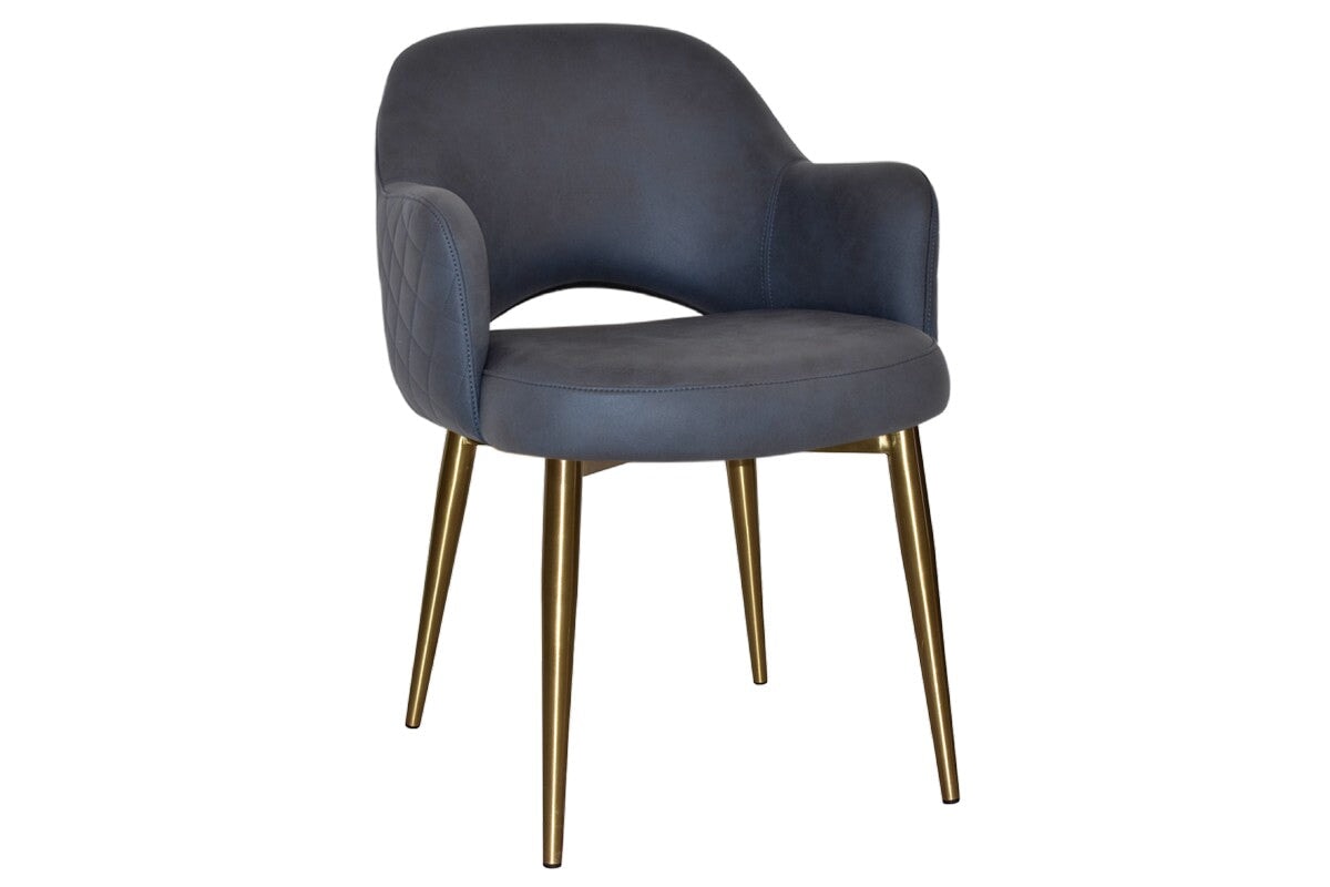 EZ Hospitality Cairo Indoor Armchair with Slim Brass Metal Base - 4 Leg Modern Dining Chair for Living Room, Bedroom, and Office Decor