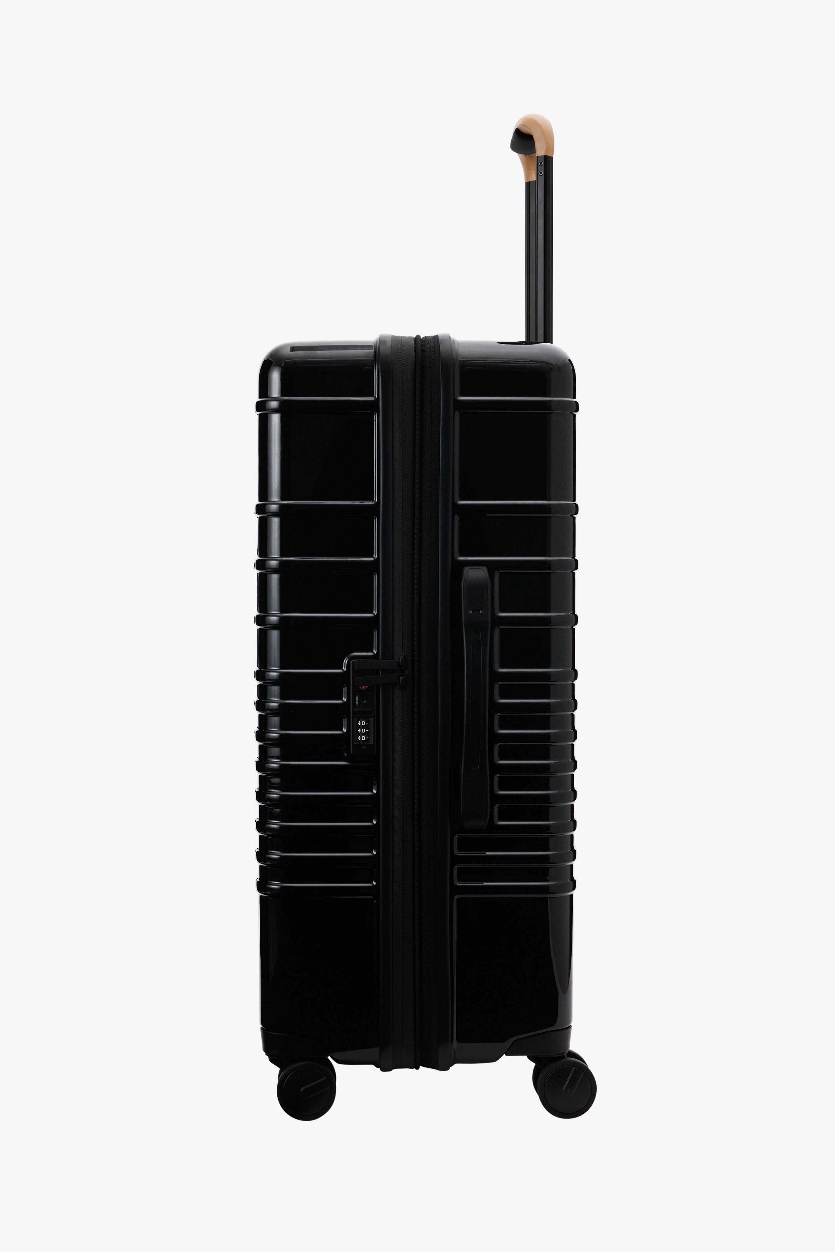 Large Check-In Roller Luggage - Glossy Black Hardshell Suitcase with Spinner Wheels for Travel, Business Trips & Vacations