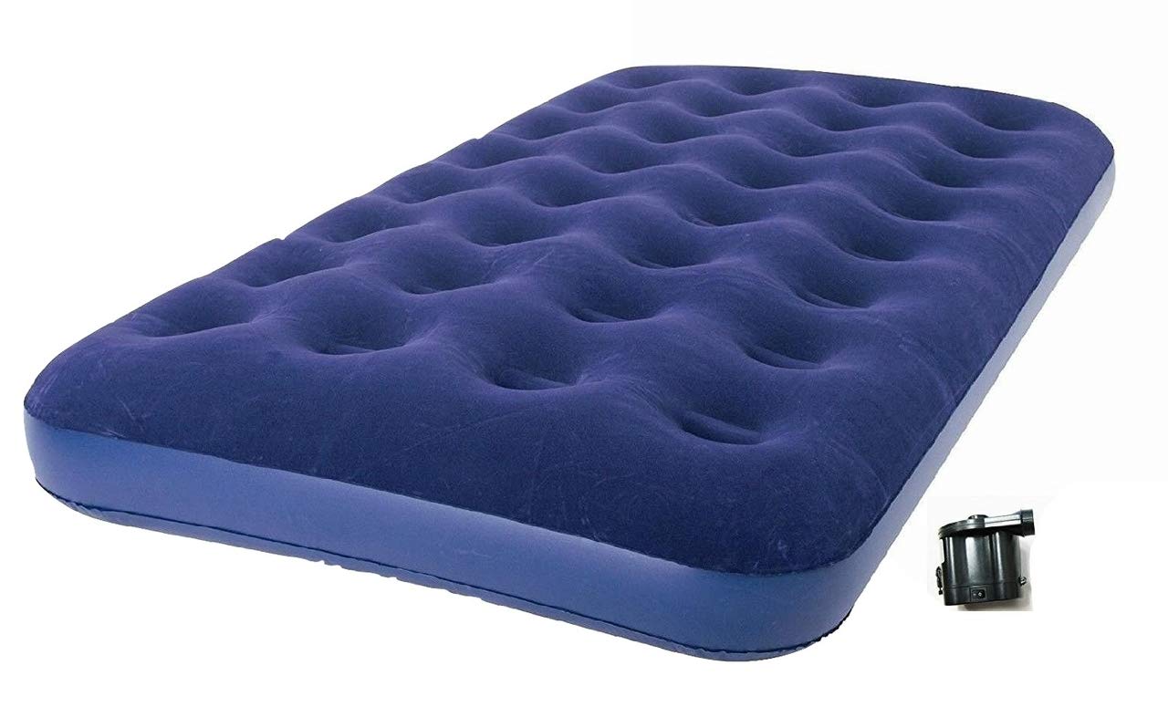Zaltana Twin Size Air Mattress with Built-in DC Air Pump - Battery Powered (4 D-Cell Batteries Required, Not Included) | Portable & Comfortable for Camping, Guests, and Travel