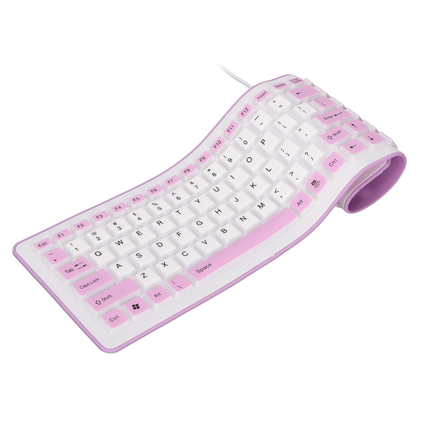 103-Key Foldable Silicone Keyboard - Wired USB Silent Soft Touch Waterproof Rollup Keyboard for PC & Laptop - Perfect for Office, Travel, and Home Use