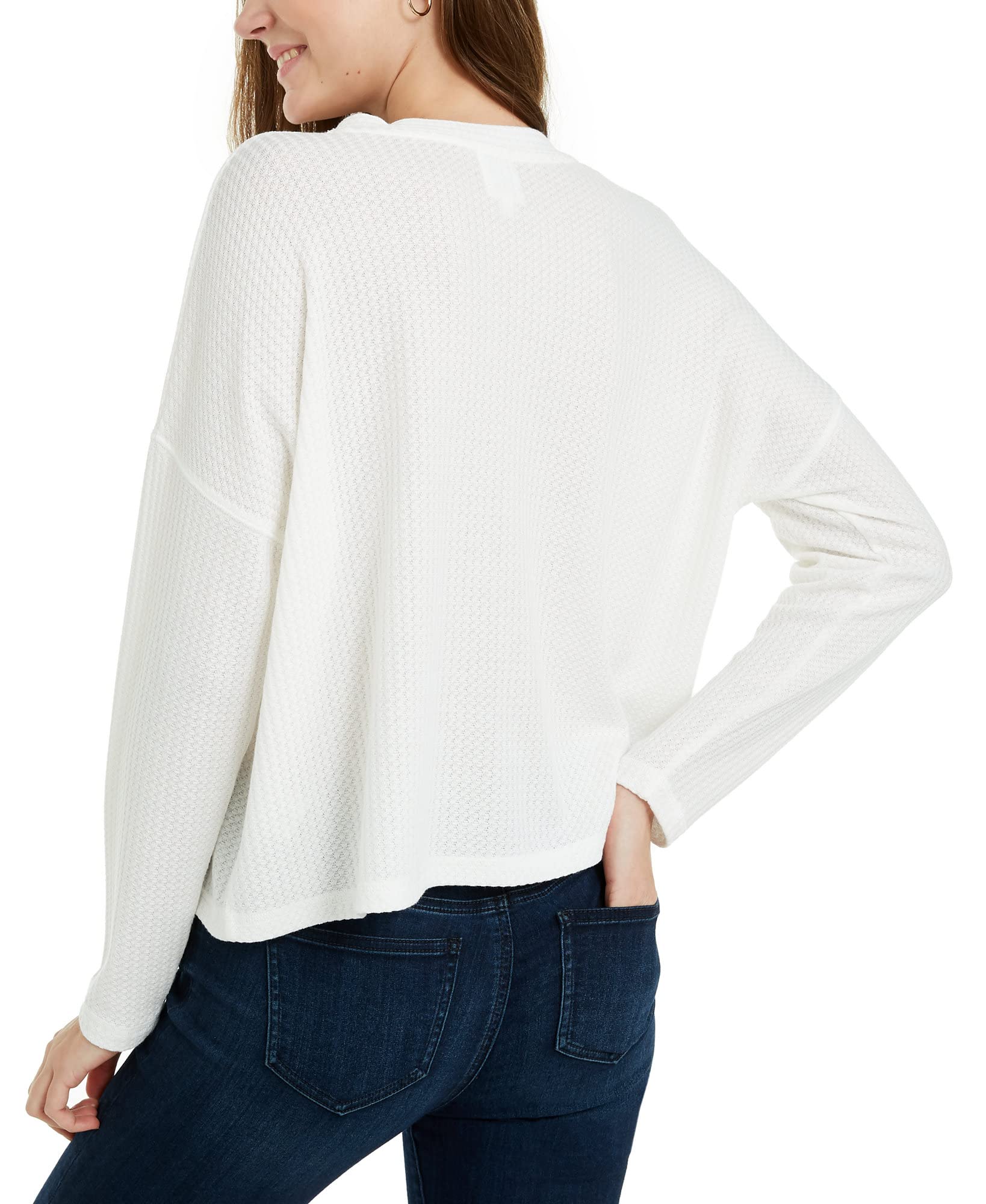 Women's Juniors Waffle Knit Cropped Cardigan Sweater - Soft Long Sleeve Open Front Shrug for Casual Outfits, Layering & Fall Fashion